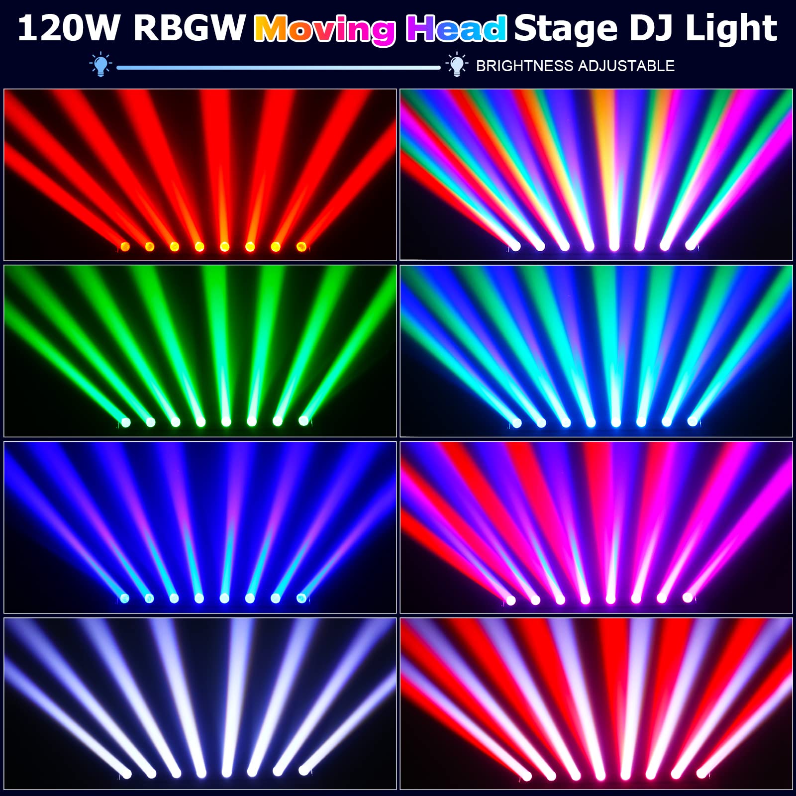 8 Eye Led Beam Wall Washer Lights,120W Rgbw 4In1 Strobe Moving Head Dj Light Bar 180  Tilt Dmx And Sound Control Stage Lighting