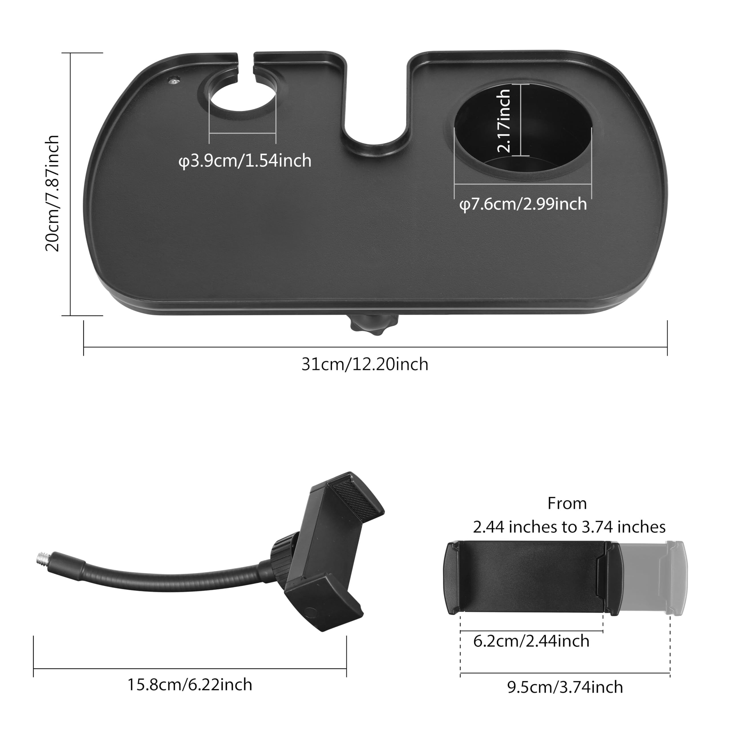 Auhafaly Plastic Microphone Stand Tray Stage Concert Performance Vocal Guitar Accessory With Drink Holder And Microphone Holder