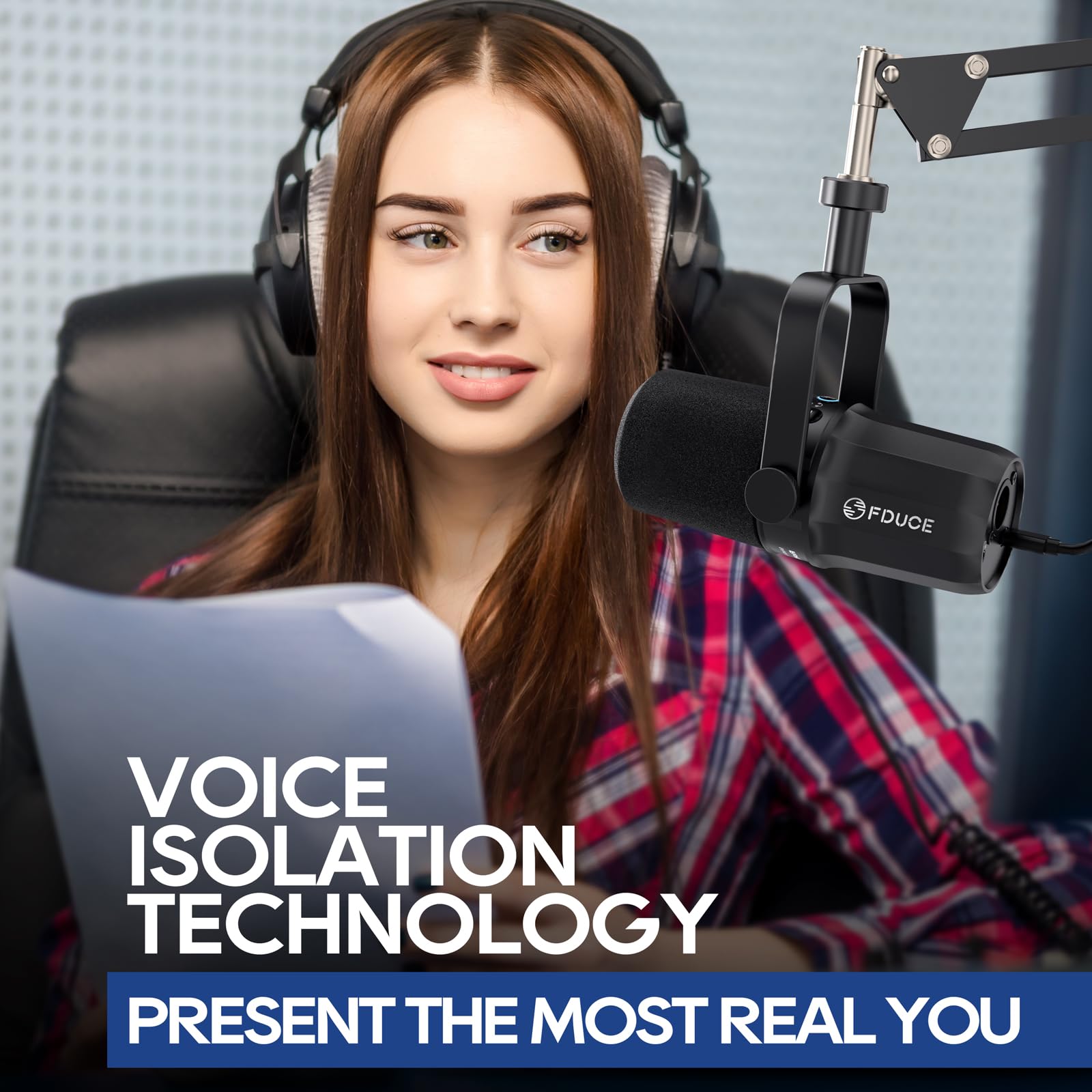 Fduce Sl40+ Dynamic Podcast Microphone,Usb/Xlr Microphone Kit For Streaming&Gaming,Boom Arm Stand Mic,Built In Headphone Output,