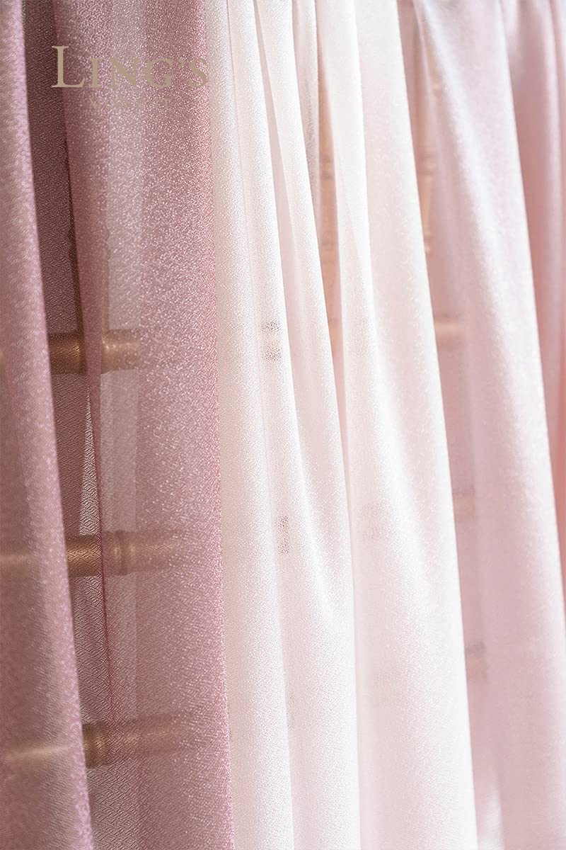 Ling'S Moment Ribbon Dusty Rose Backdrop Curtains Chiffon Like Fabric Pink Backdrop Drapes For Wedding Arch Ceremony Reception D
