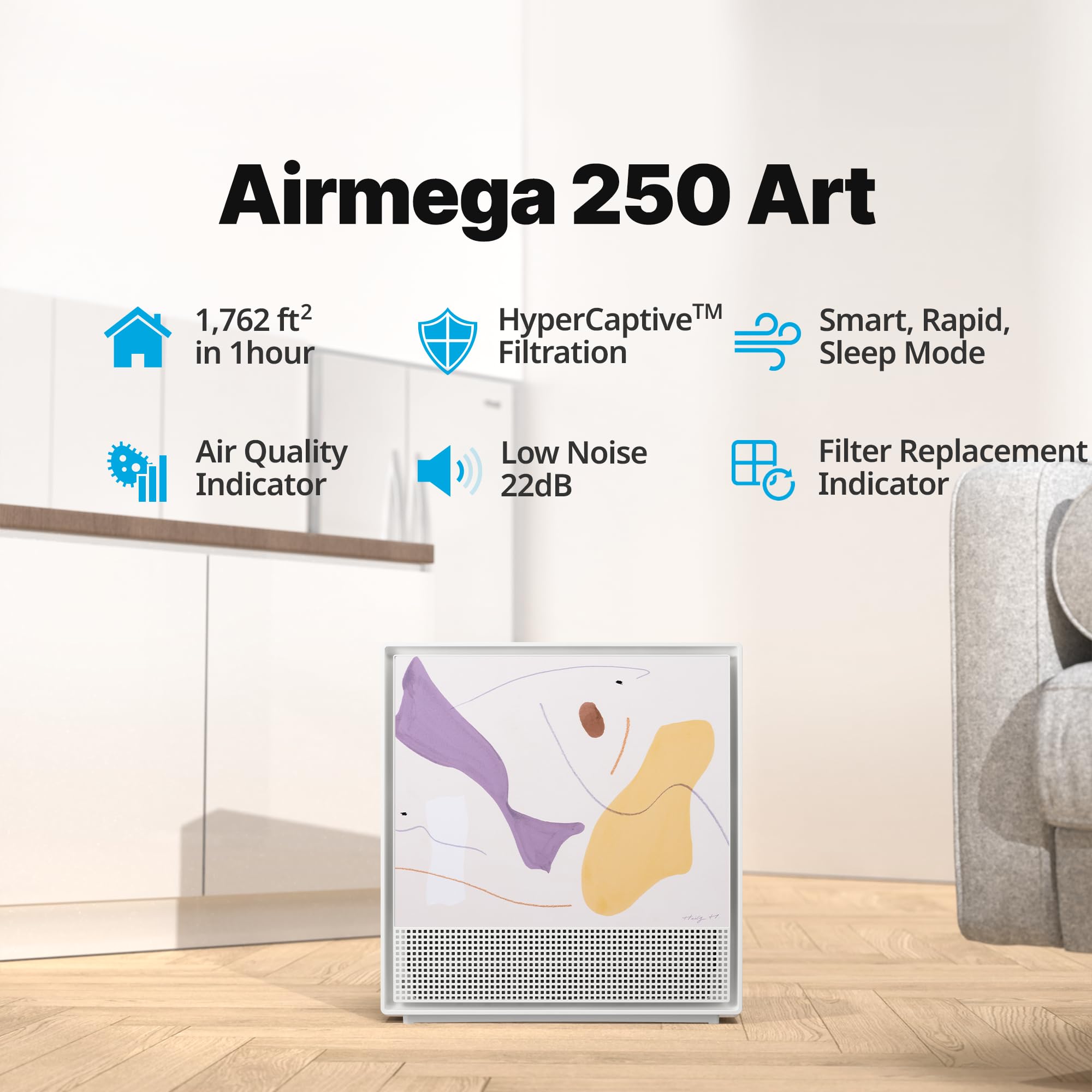 Coway Air Purifiers For Home Large Room Up To 1,763 Ft, Washable Pre Filter And True Hepa Filter For Smoke, Allergies, Pet Dande