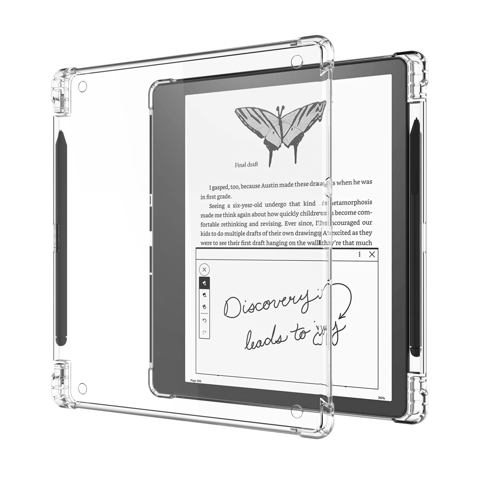 Clear Case Compatible With Kindle Scribe 10.2'' (2022 Release) Skin Cover With Pen Holder, [Lightweight] Silicone Slim Thin Soft