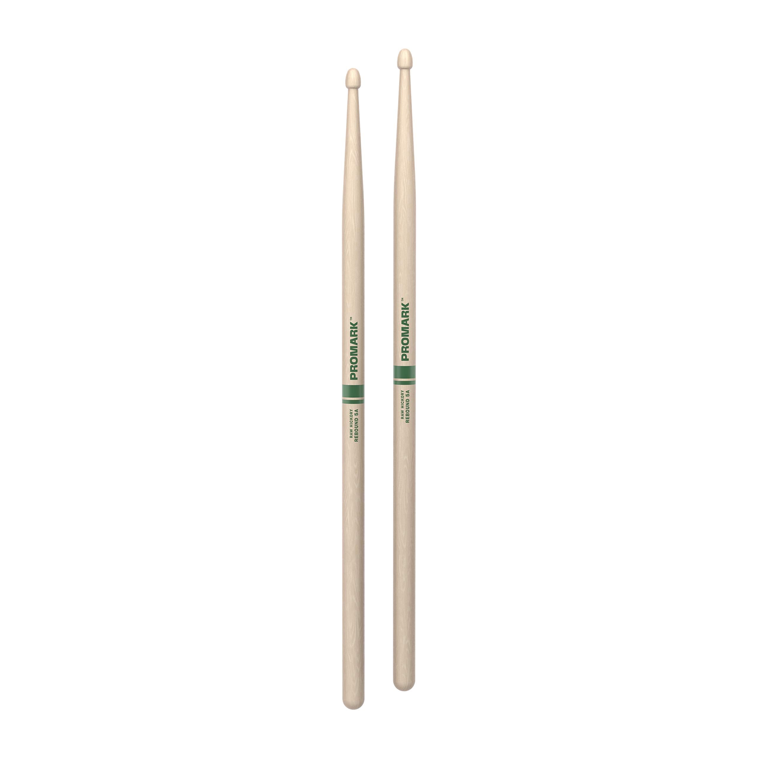 Promark Rebound 5A Raw Hickory Drumsticks, Acorn Wood Tip, One Pair