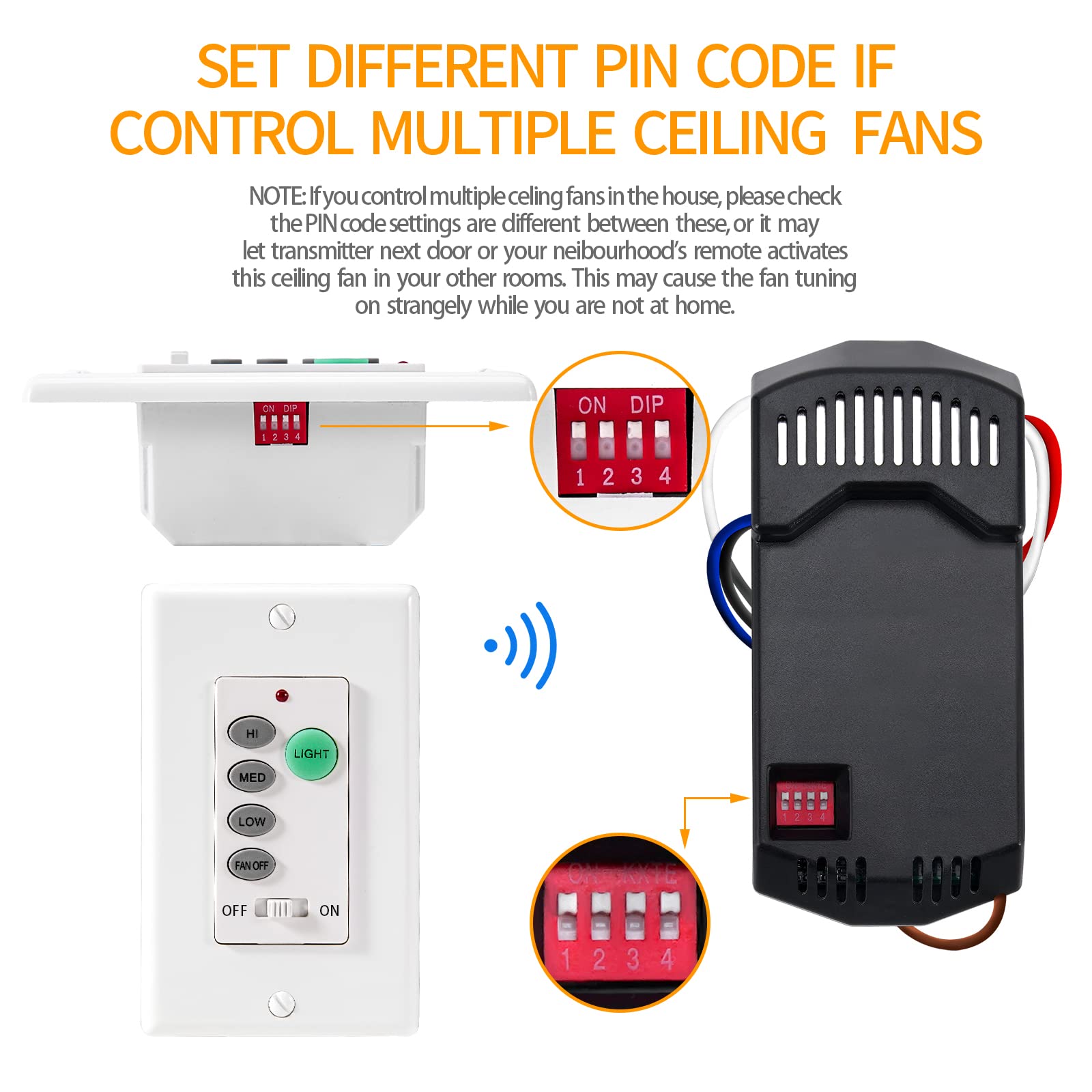 Humpptom Universal Ceiling Fan Remote Control, Ceiling Fan Wall Switch Uc9050T, Uc9050T Ceiling Fan Wall Remote Control Compatib