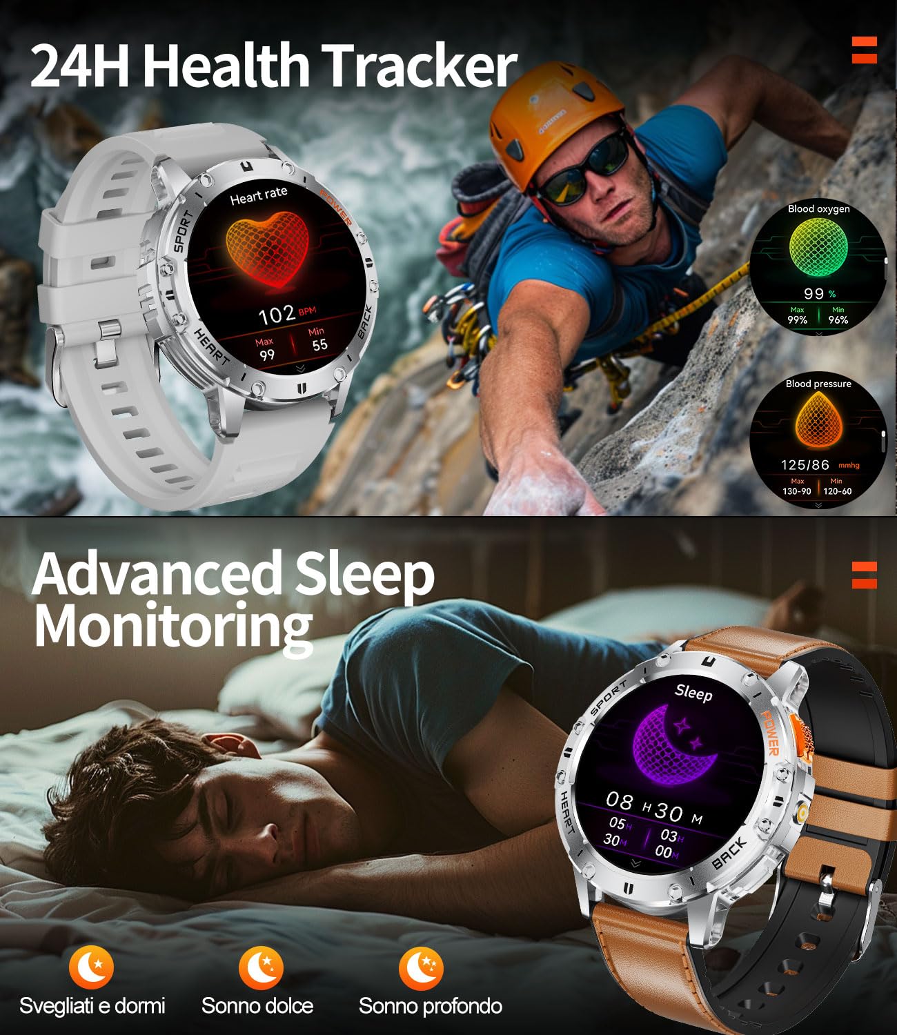 Esfoe Smart Watches For Men(3 Straps),1,43 ' ' Amoled Military Smart Watch For Men With Led Flashlight/530Mah Large Battery/5Atm