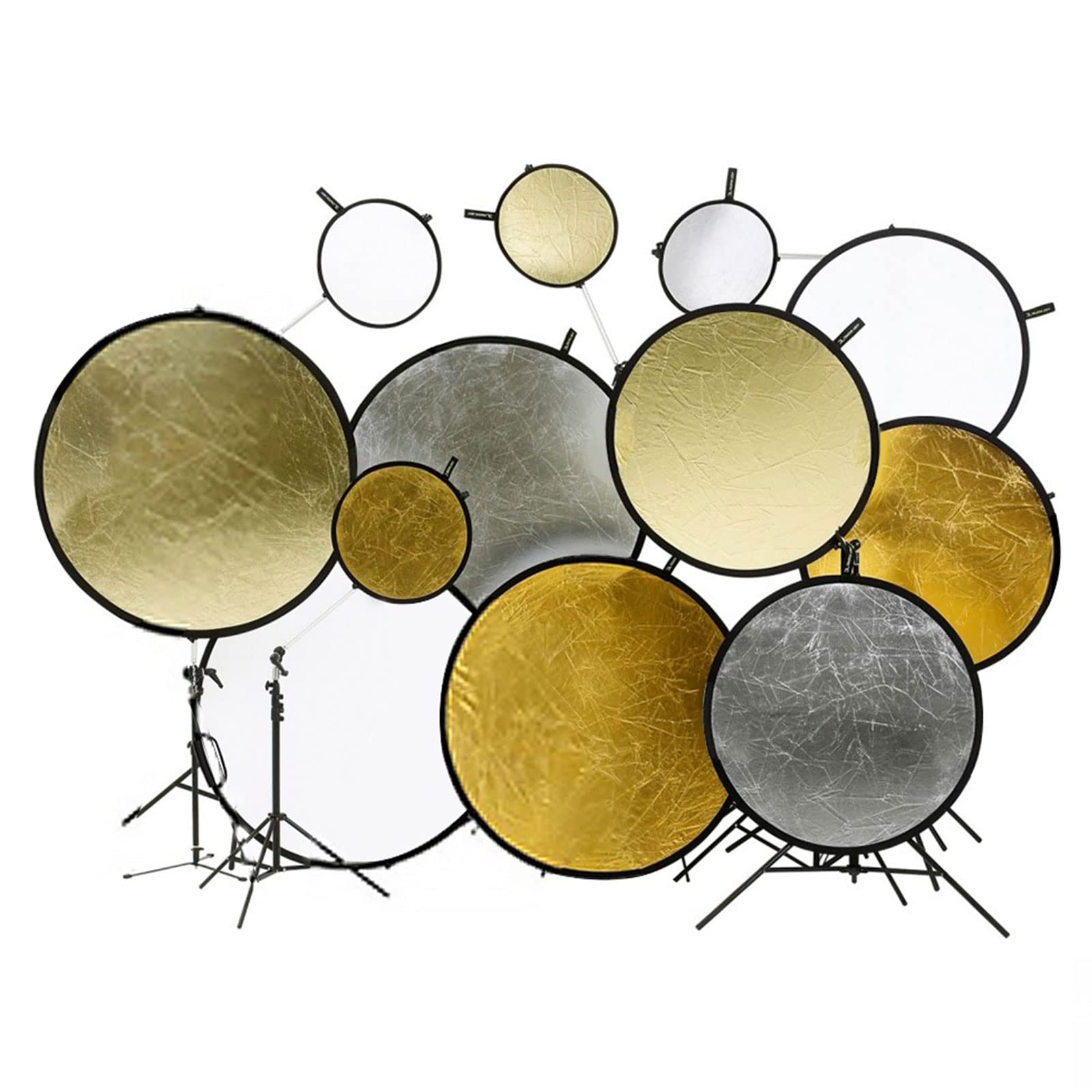 2 In 1 Lighting Reflectors Round Folding Portable 12'' 30Cm For Photography Reflector Portrait Still Life Fill Light