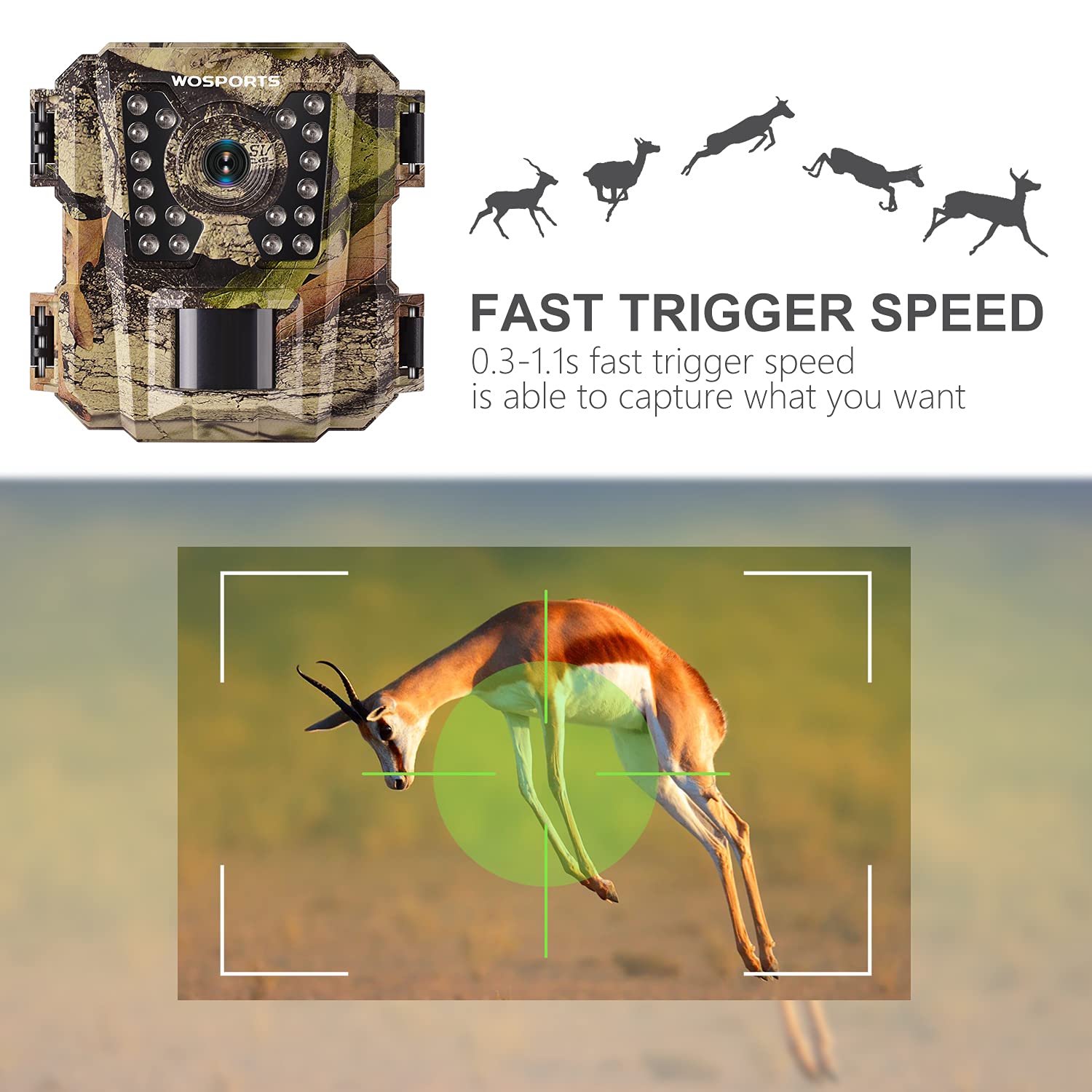 Wosports Mini Trail Camera,24Mp 1080P Hd Game Hunting Camera Motion Activated With Ir Night Vision Waterproof Video Cam For Wild