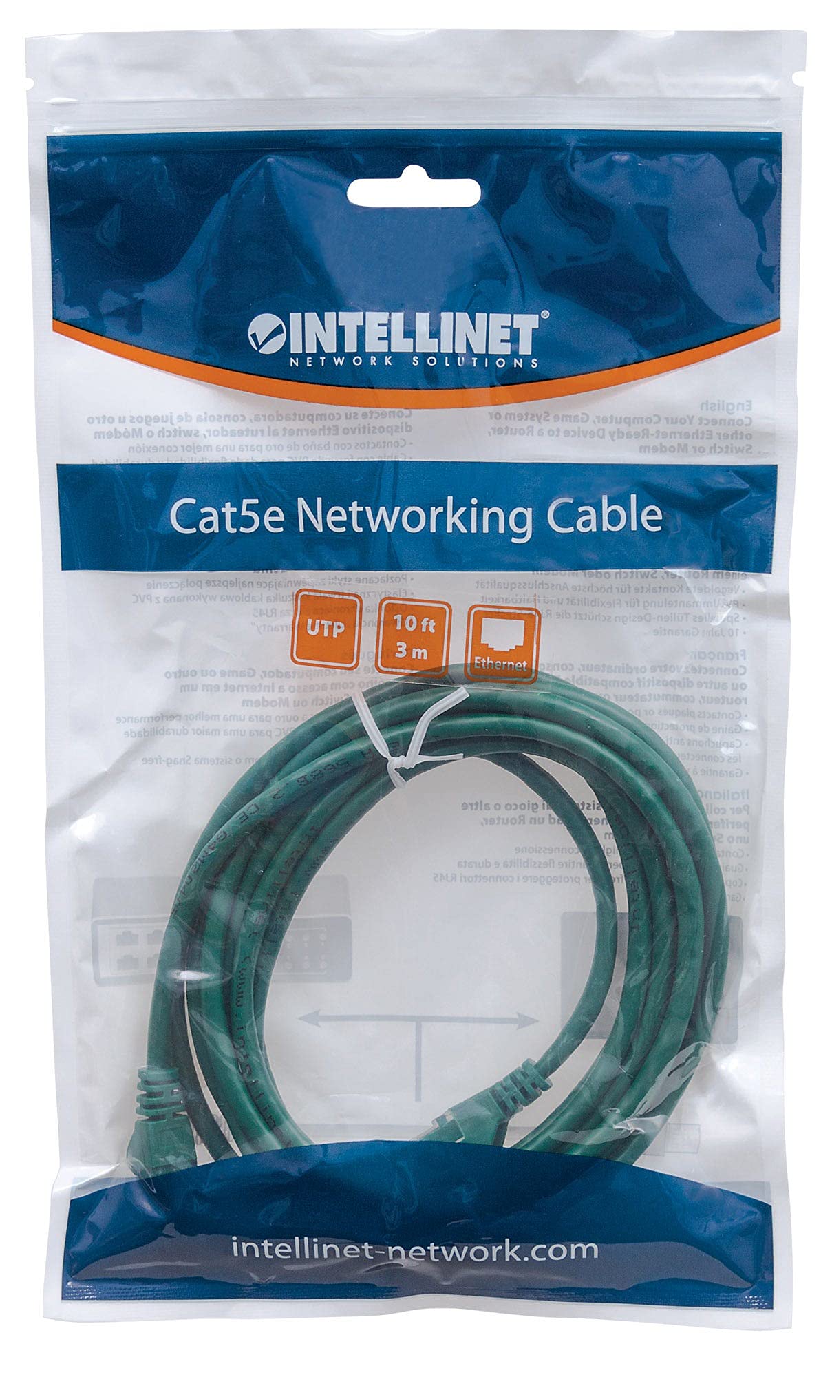 Intellinet Network Solutions Cat5E Rj 45 Male/Rj 45 Male Utp Network Patch Cable, 10 Feet (319782)