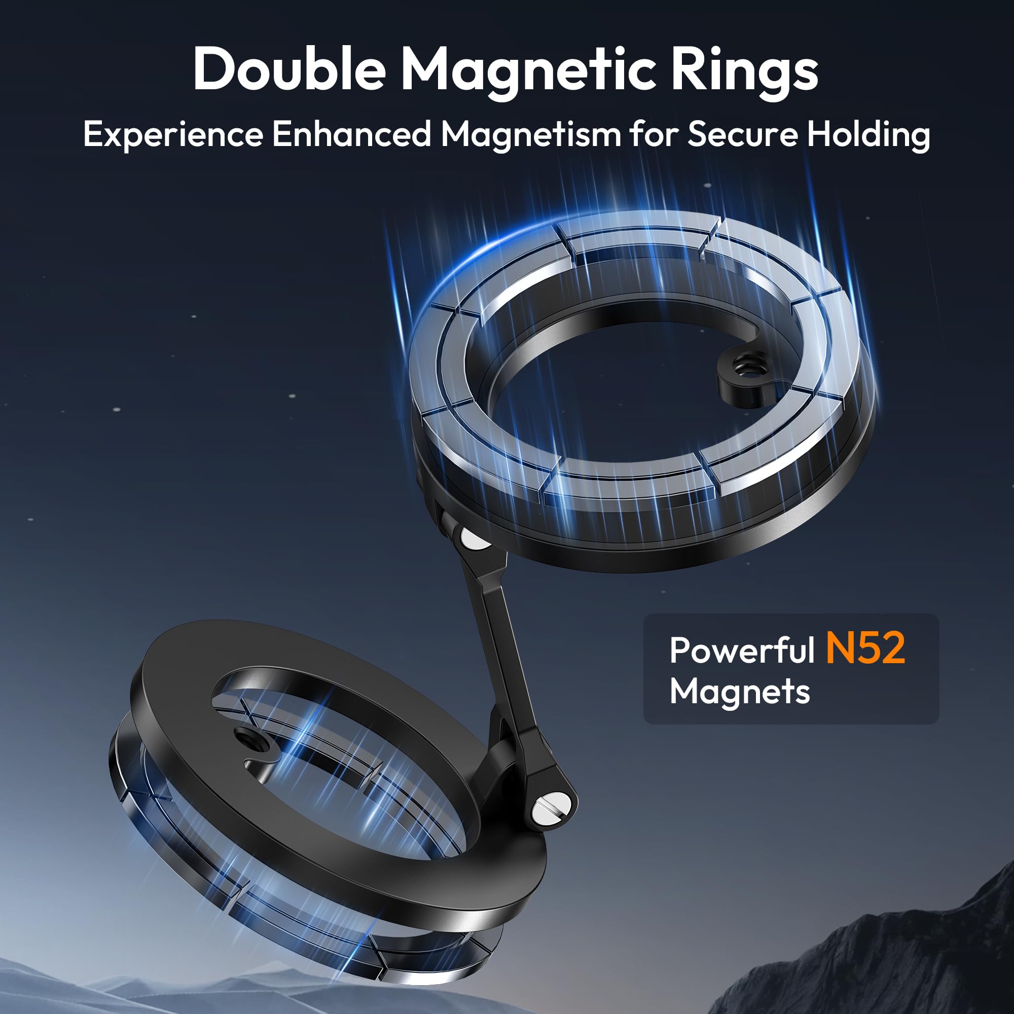 Magnetic Golf Cart Phone Holder For Iphone 16,Dual Ring Aluminium Phone Stand,Magnetic Phone Holder Portable Mount For Iphone 15