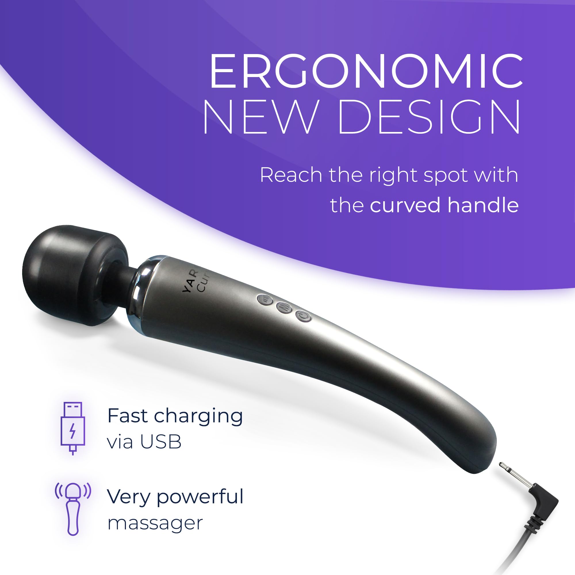 Yarosi Cordless Curve Therapeutic Device - 8 Powerful Speeds And 20 Patterns - For Deep Muscle Aches And Sports Tissue Recovery