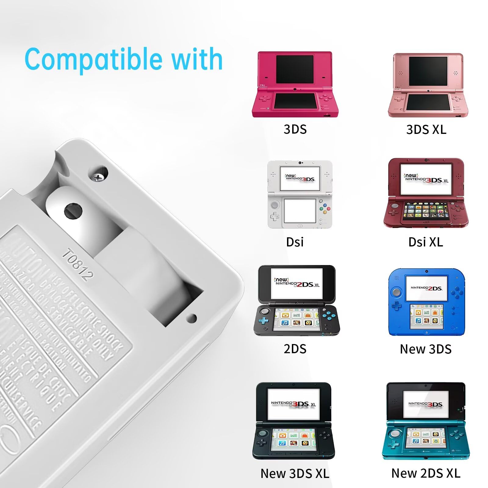 3Ds Charger, Ac Adapter For New 3Ds 2Ds 2Ds Xl 2Ds Dsi Dsi Xl - Home & Travel Charger With Wall Plug (100-240V)