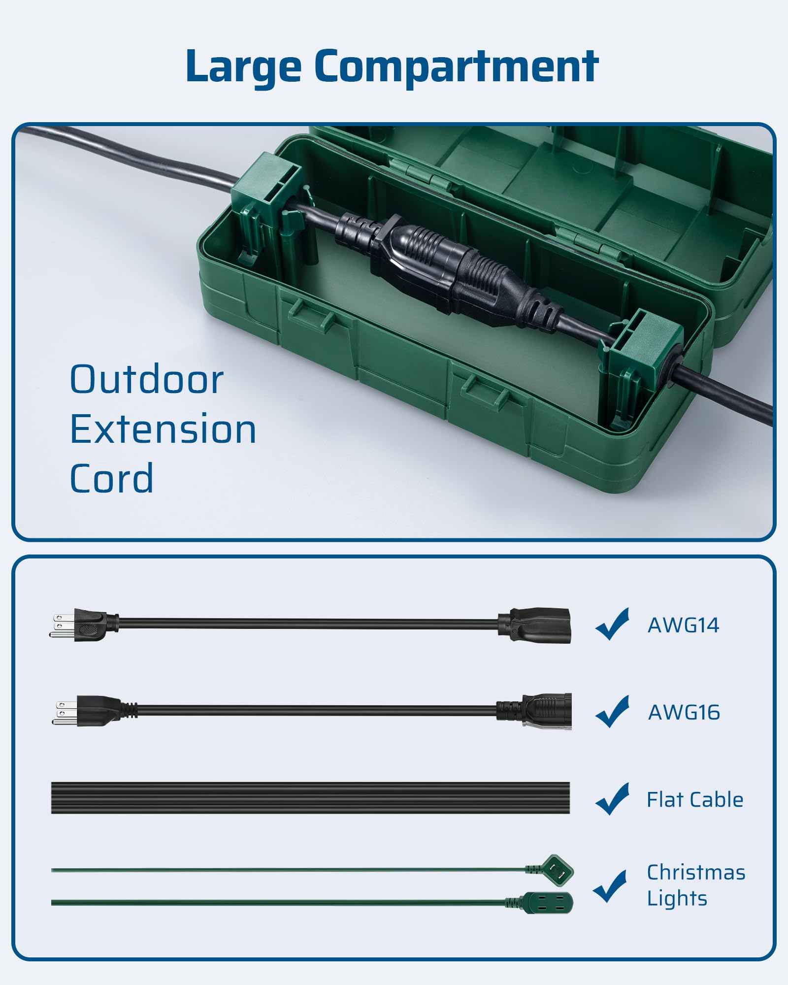 Dewenwils [3 Pack] Outdoor Extension Cord Cover, Weatherproof Connection Box With Pp Material, Waterproof Electrical Cord Protec