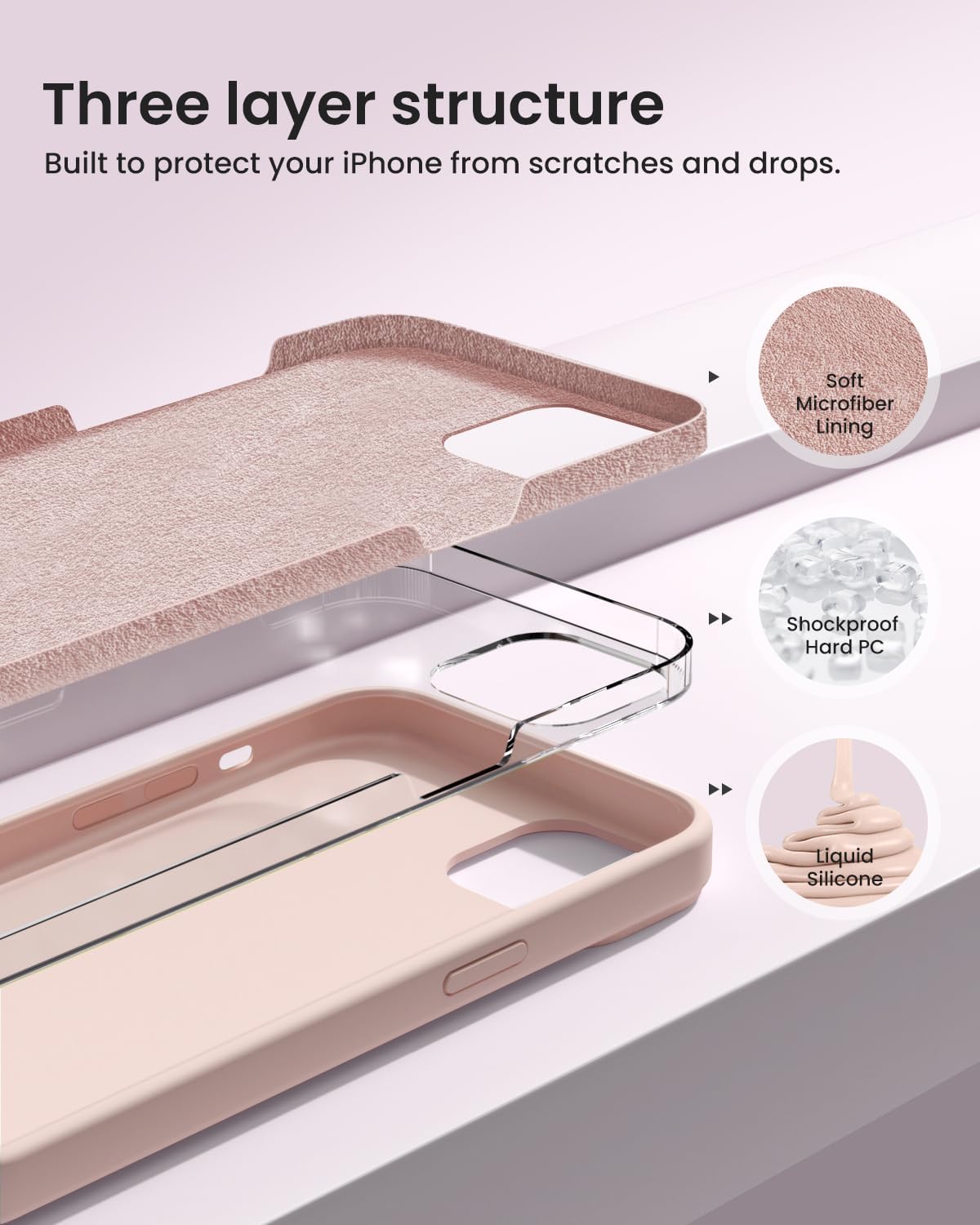 Buydot Designed For Iphone 15 Case, Silicone Phone Case [Scratch Resistant Ultra Fine Fiber Lining] [Military Grade Anti Drop] S