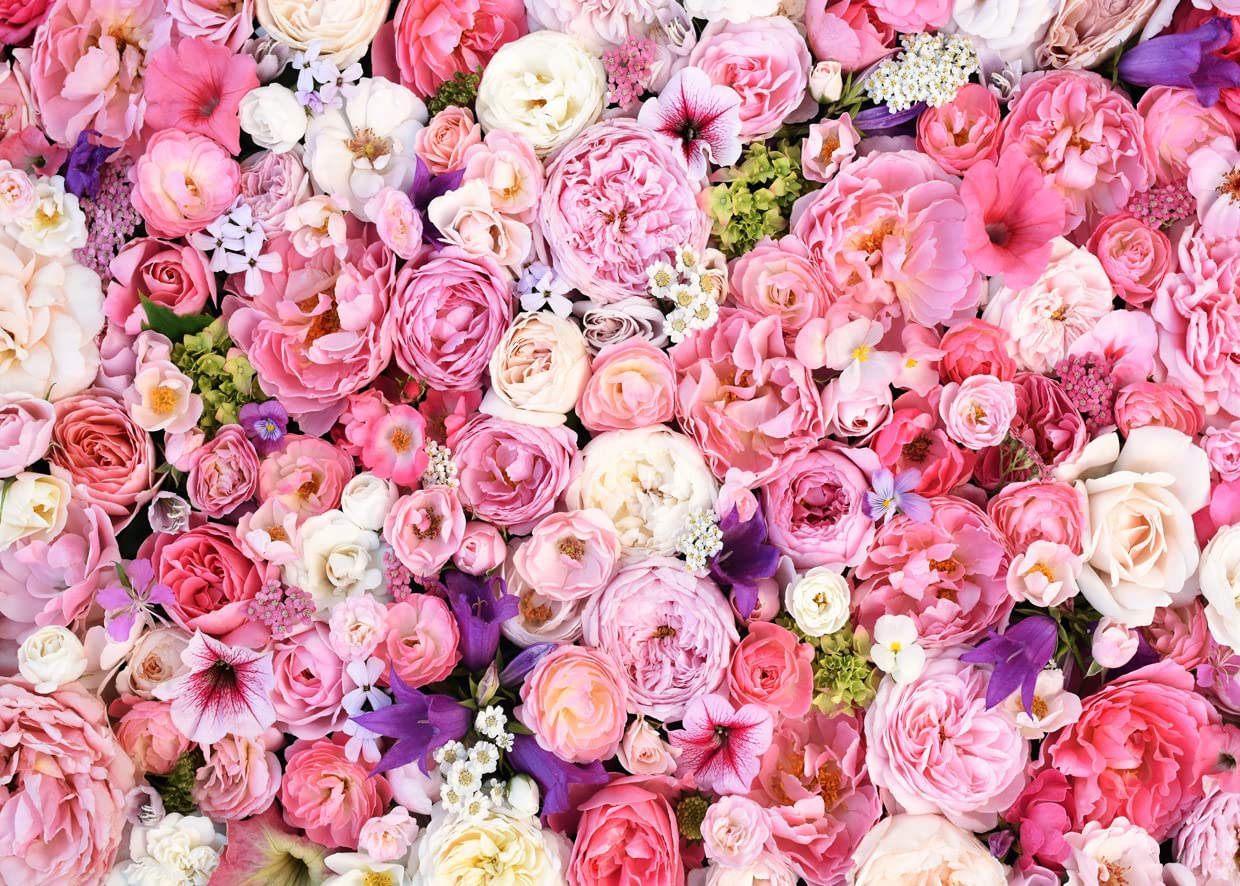 Alltten 7X5Ft Flower Wall Backdrop Spring Pink Rose Floral Photography Backdrop Bridal Shower Birthday Valentine'S Day Mother'S