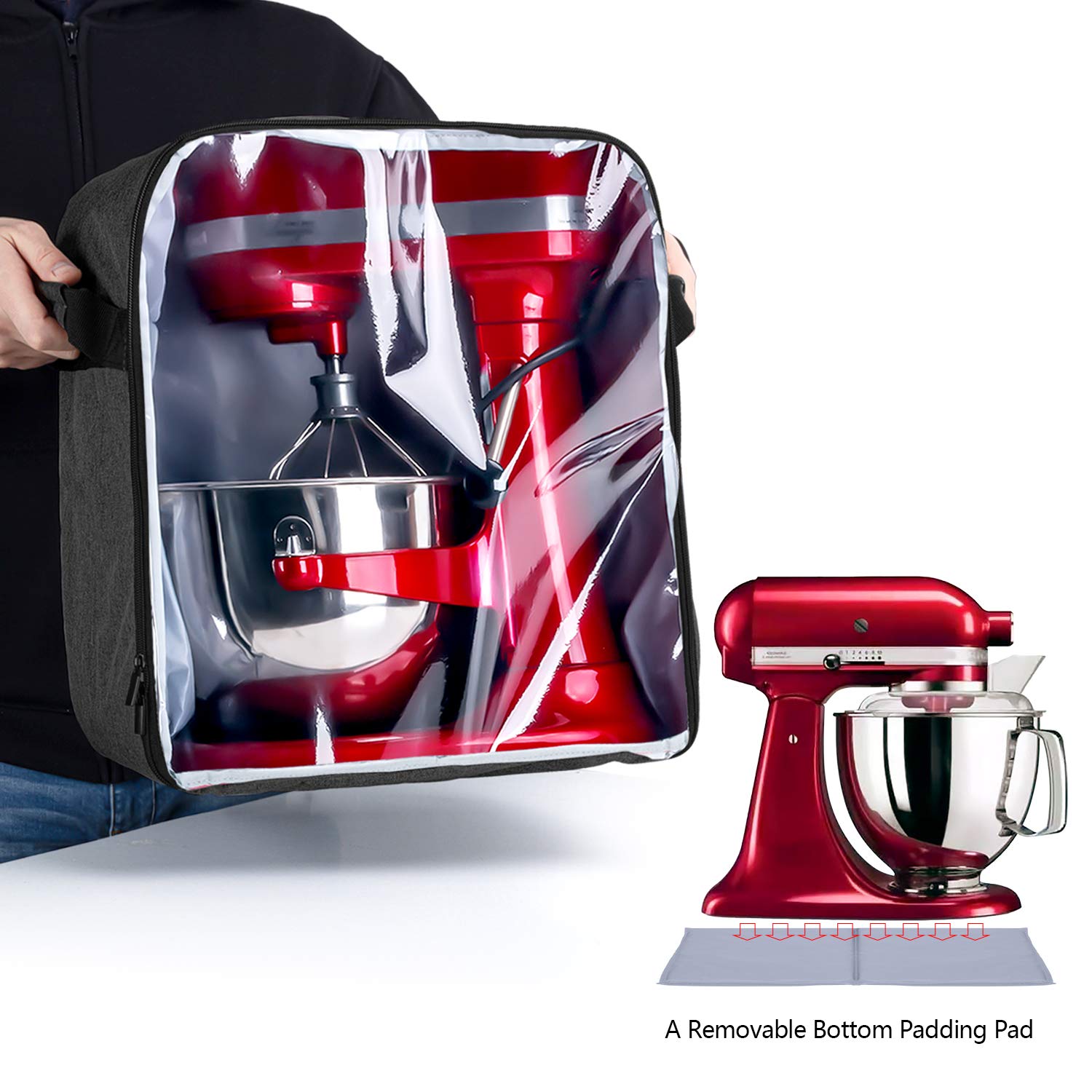 Luxja Dust Cover Compatible With 4.5 Quart And 5 Quart Kitchenaid Mixers (With A Bottom Padding Pad), Dust Cover (Clear Front Pa