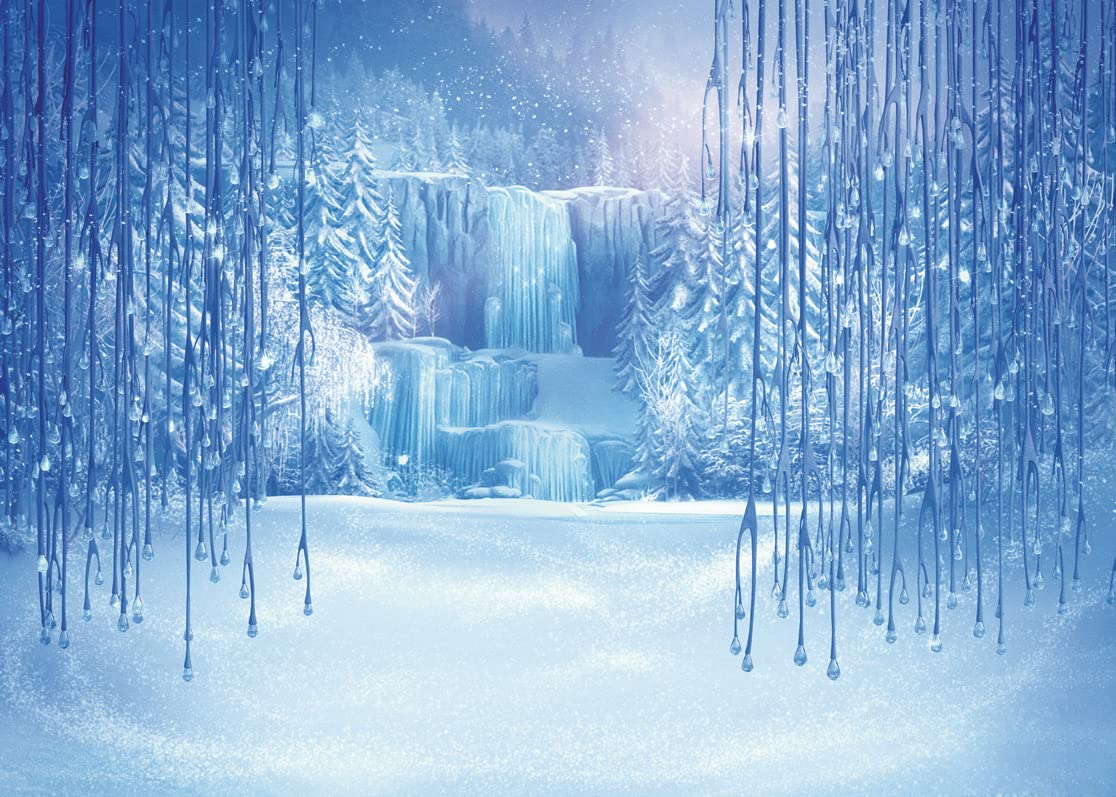 Lywygg 10X10Ft Ice And Snow White World Photography Backdrops Background Christmas Winter Frozen Snow Ice Crystal Pendant World