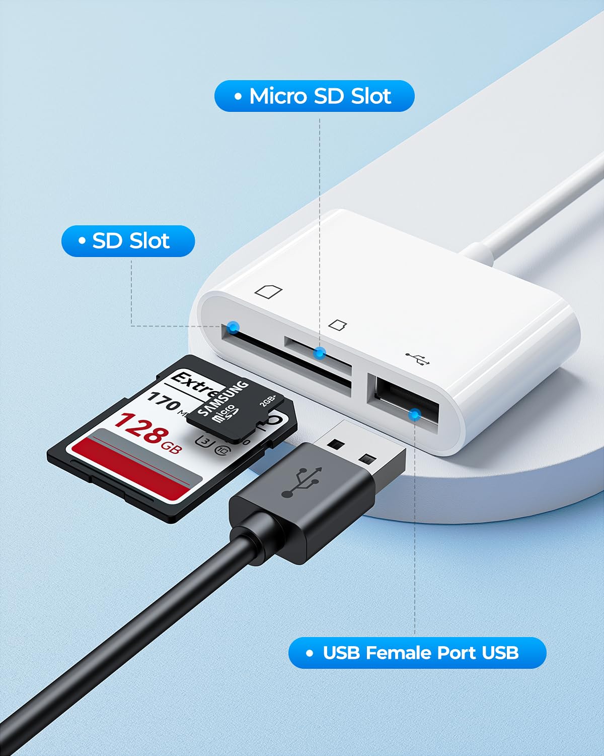 Usb C To Micro Sd Tf Memory Card Reader, 3 In 1 Usb C Card Read Compatible With Ipad Pro, Macbook Pro/Air, Chromebook, Usb Camer