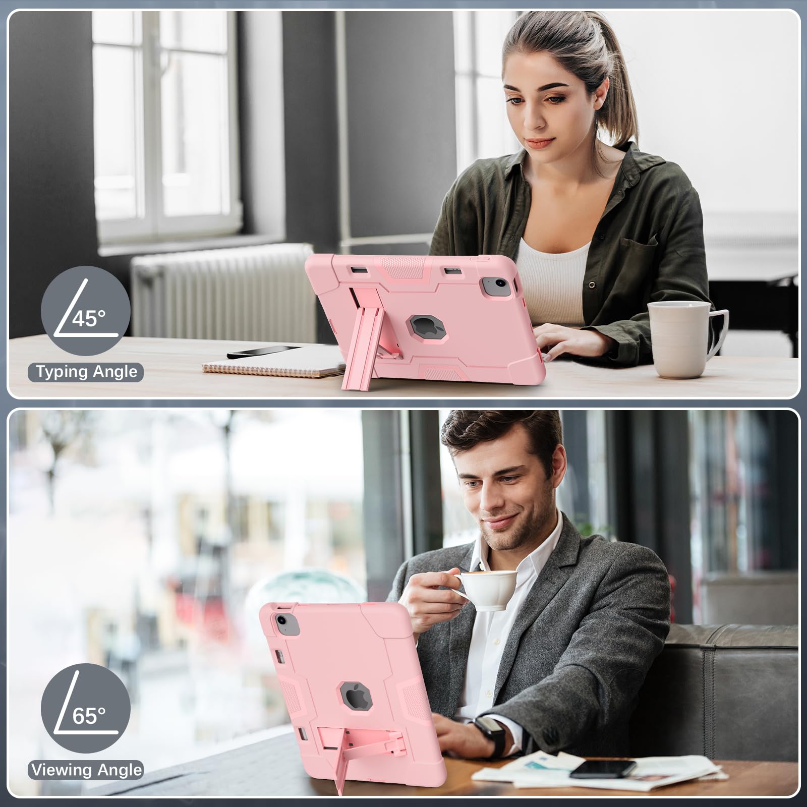 Tsqqst Case For Ipad Air 11 Inch M2 2024 Pink For Kids Girls, Full Body Protection Shockproof Rugged Cute Case Cover With Stand