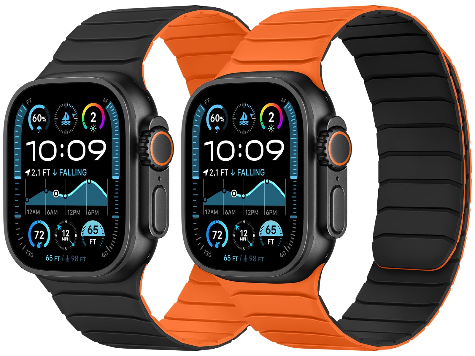 Tasikar Double Sided Wearable Magnetic Band Compatible with Apple Watch 49mm 46mm 45mm 44mm 42mm, Soft Silicone Sport Strap Loop