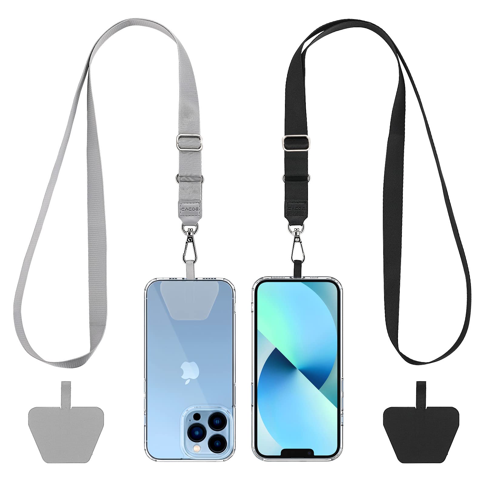 Cacoe Phone Lanyard 2 Pack 2    Adjustable Neck Strap,2    Phone Patches,Universal Cell Phone Multifuctional Patch Lanyards Comp