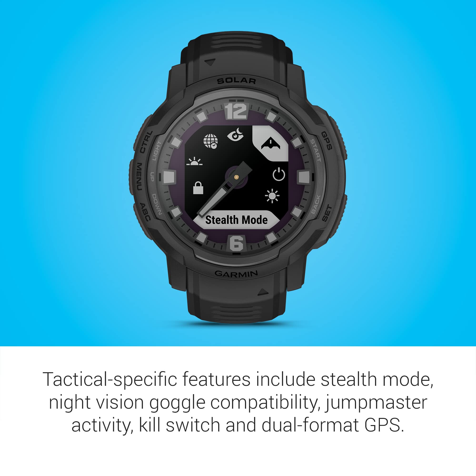 Garmin Instinct Crossover Solar   Tactical Edition, Rugged Hybrid Smartwatch With Solar Charging Capabilities, Tactical Specific