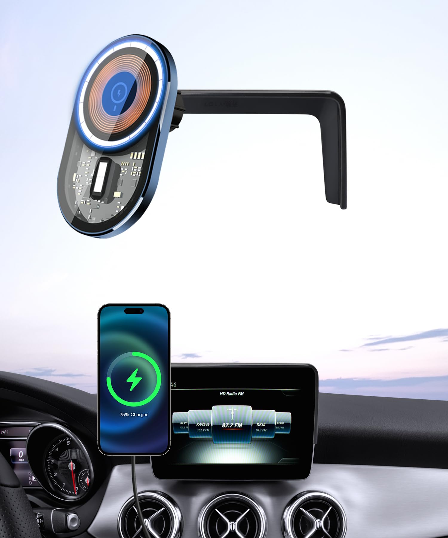 Masergogo Wireless Charging car Phone Holder for Mercedes Benz CLA-Class 2015-2019/GLA-Class 2016-2020 Accessories 7/8 inch Scre