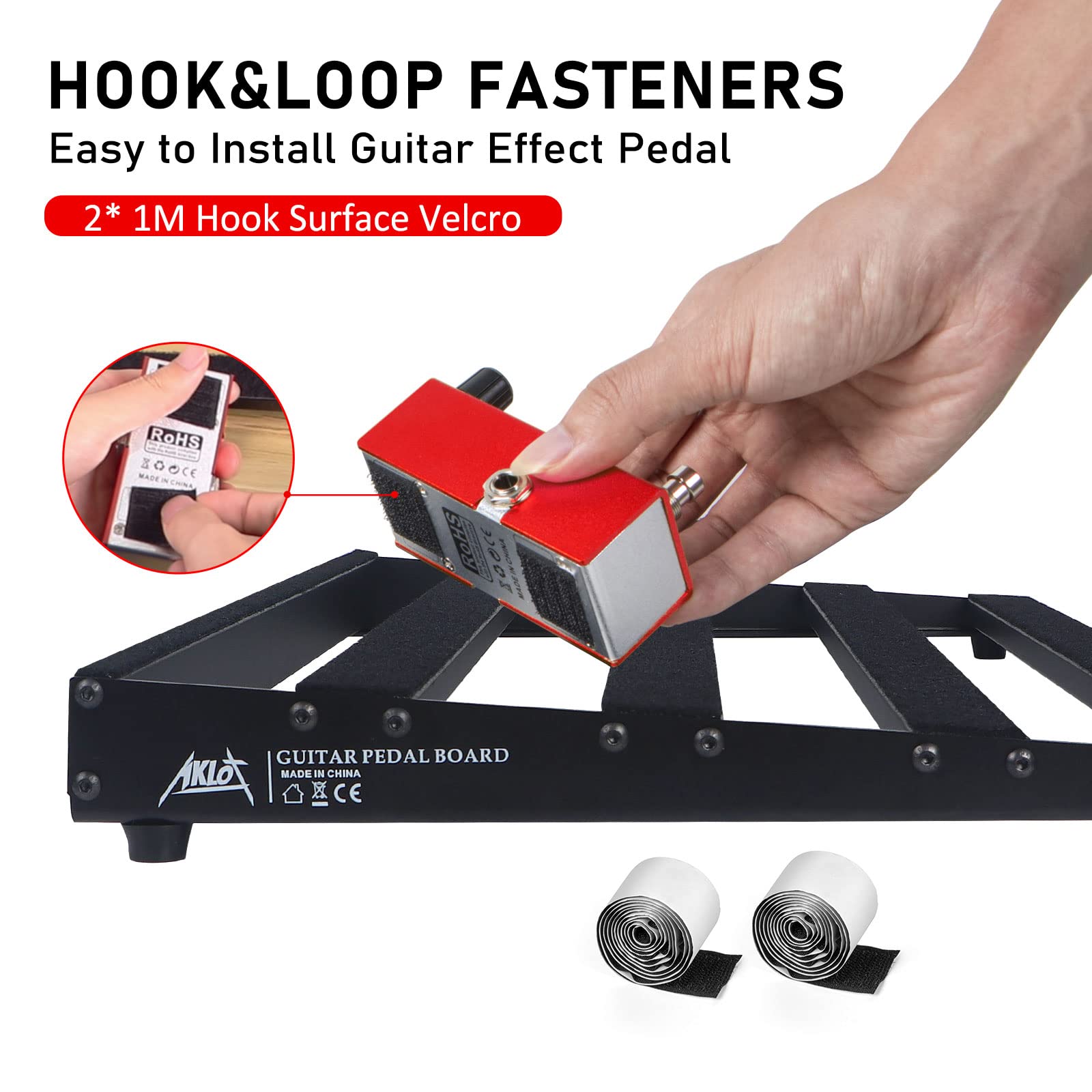 Aklot Guitar Pedal Board, Bass Pedalboard, Aluminum Alloy 2.8 Lb Super Large Capacity Effect 19'X12'' With Carry Bag