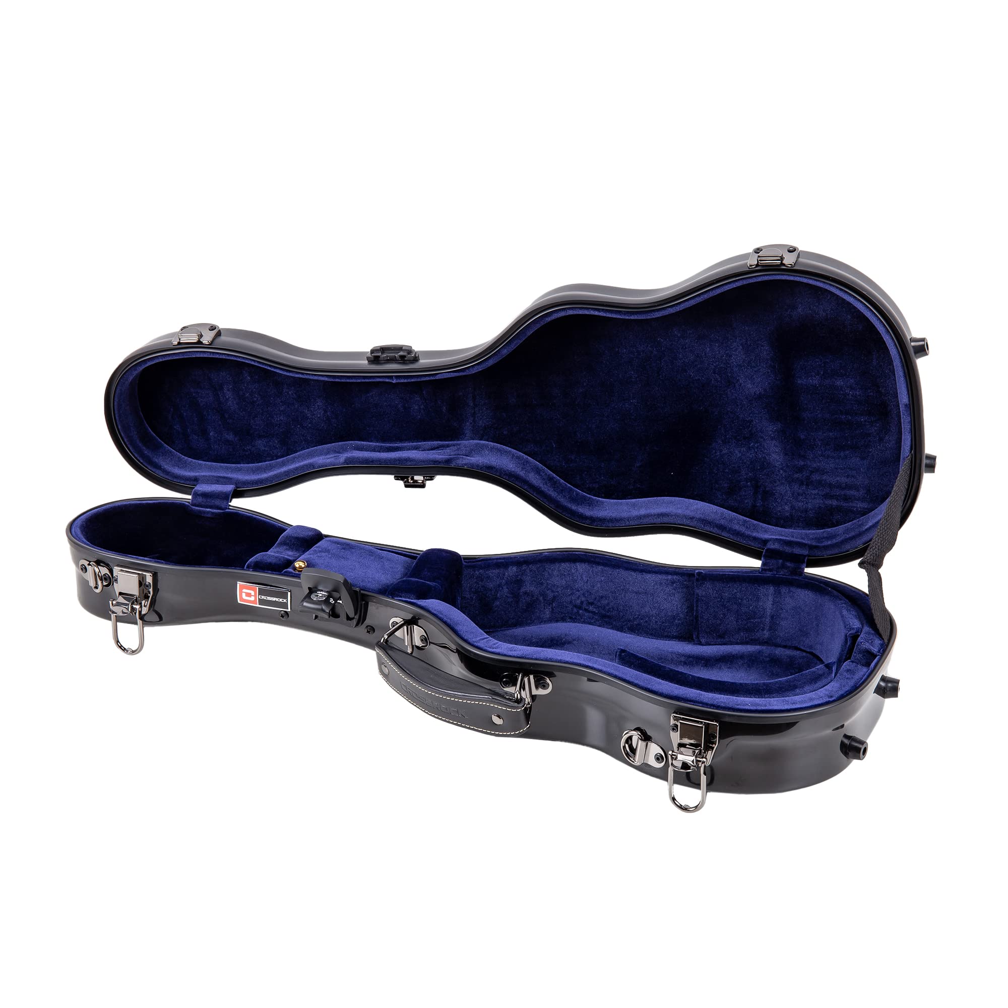 Crossrock Deluxe Fiberglass Concert Ukulele Case With Tsa Lock, Black (Crf2020Cubk)