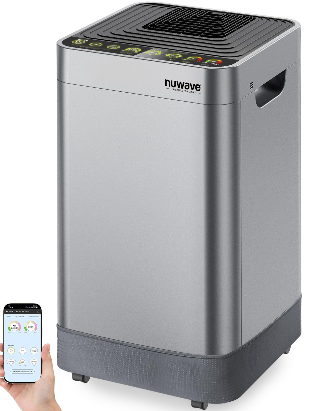 Nuwave Air Purifier for Extra Large Room 2934 Sq Ft, OxyPure Smart Air Purifier with 5 Stage Filtration, Extra EZ Covers for Pet