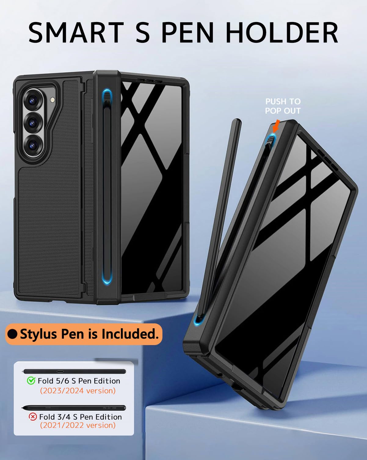 Ninki For Samsung Galaxy Z Fold 7 Case With S Pen Holder & Stylus And Invisible Kickstand,Built In Privacy Screen Protector And
