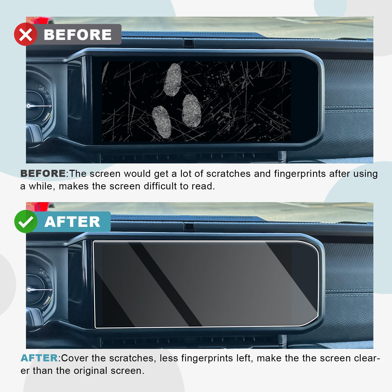 Cdefg Compatible With 2024 2025 Jeep Wrangler Jl 12.3 Inch Screen Protector For 2024 2025 Wrangler/Gladiator Accessories Rubicon 4Xe Sahara Sport S Tempered Glass