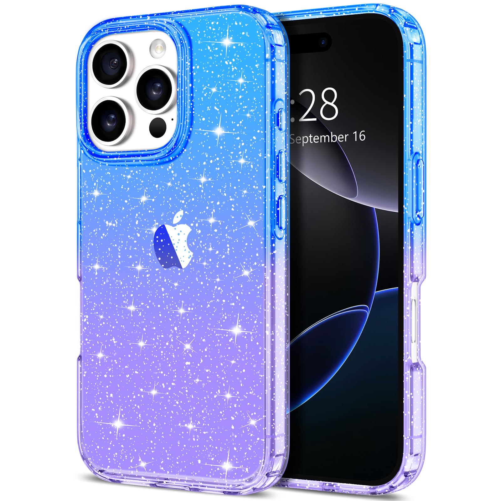 Hython Case For Iphone 16 Pro Case Glitter, Clear Glitter Sparkly Shiny Bling Sparkle Cute Cover, Anti Scratch Soft Tpu Slim Fit