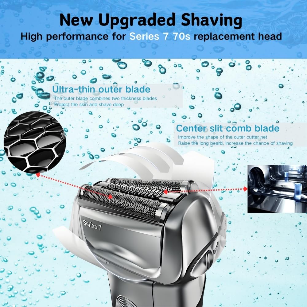 Series 7 70S Electric Shaver Replacement Head Compatible With Braun Series 7 Men Razor For 720Cc, 730Cc, 735S, 750Cc, 760Cc, 790