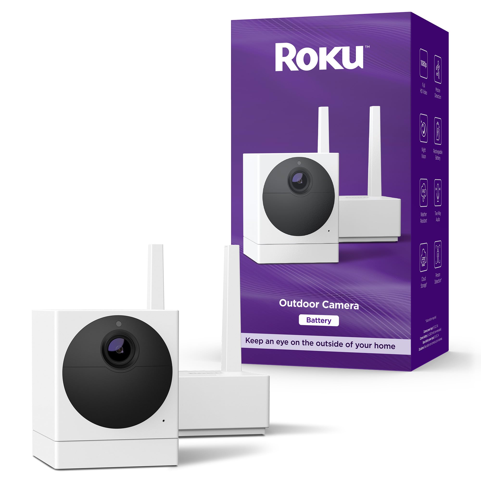 Roku Outdoor Camera For Home Security  Ip65 Weather Resistance Wireless Security Camera With 1080P Hd Night Vision, Works With 