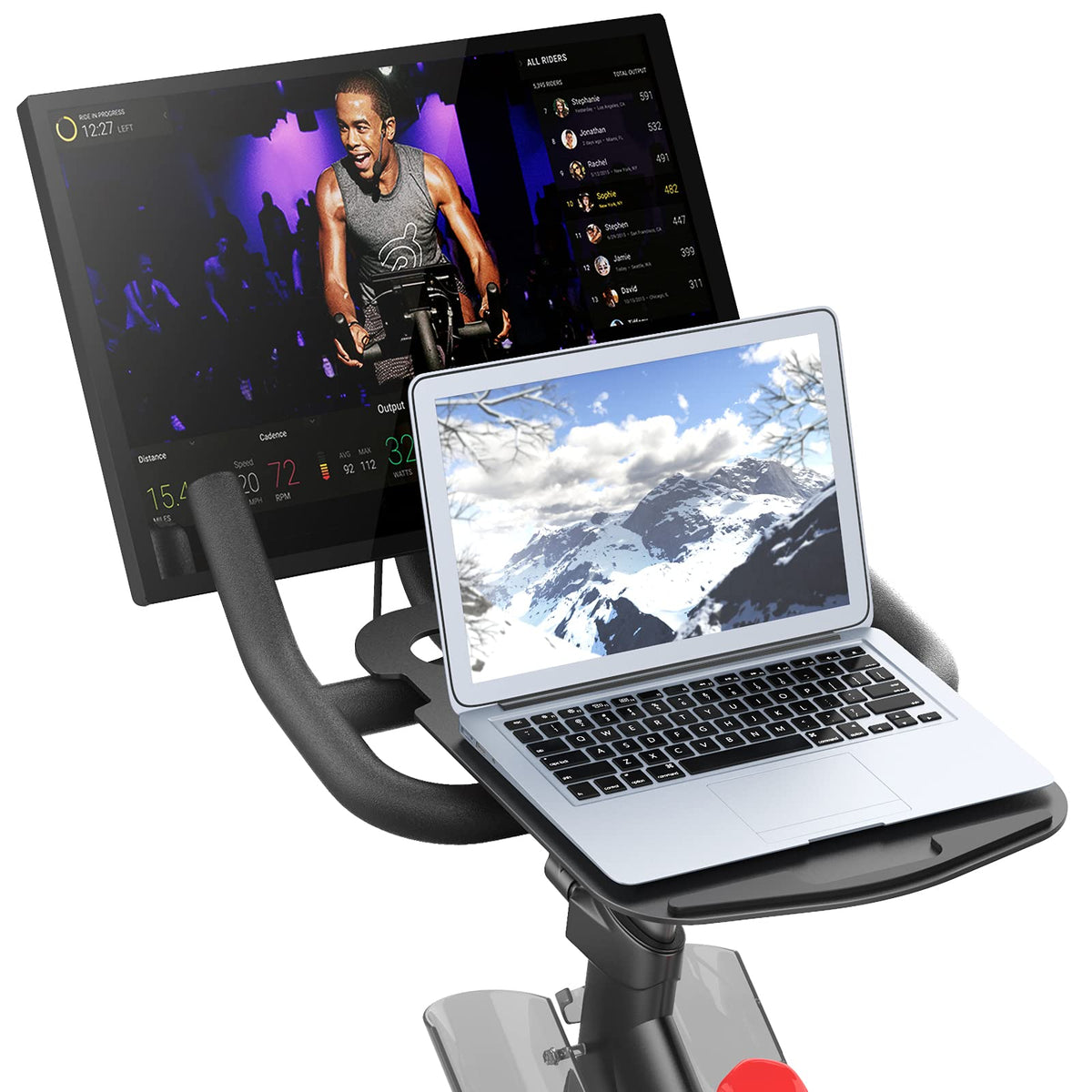 Zhandeyua All-New Tabletop Tray Holder For Peloton Bike Mount - Premium Aluminum Stand For Tablets, Laptops, Books, Phones, Etc.
