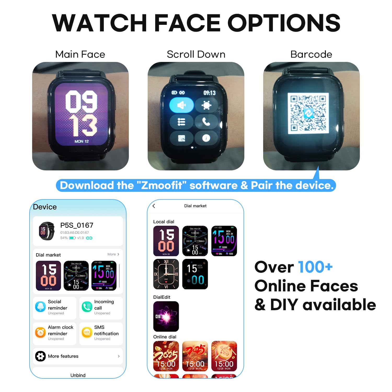 Zyvicxfj Smart Watch 1.8 Inch Large Screen For Men Women Bluetooth 5.4 Pedometer Watch Sport Watch Multi-Sport Modes Talk/Messag