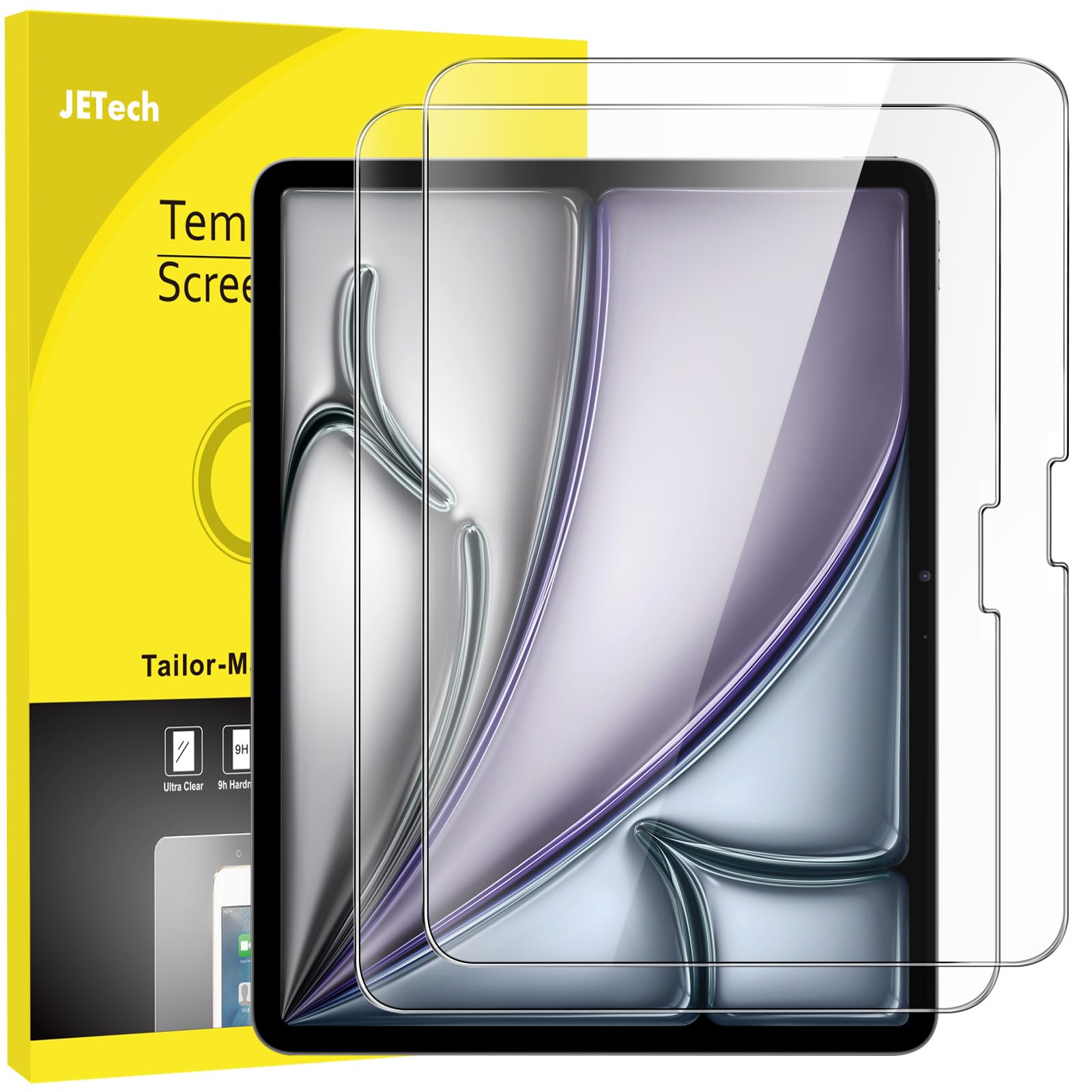 Jetech Screen Protector For Ipad Air 13 Inch M2 (2024), 9H Tempered Glass Film, Hd Clear, 2 Pack