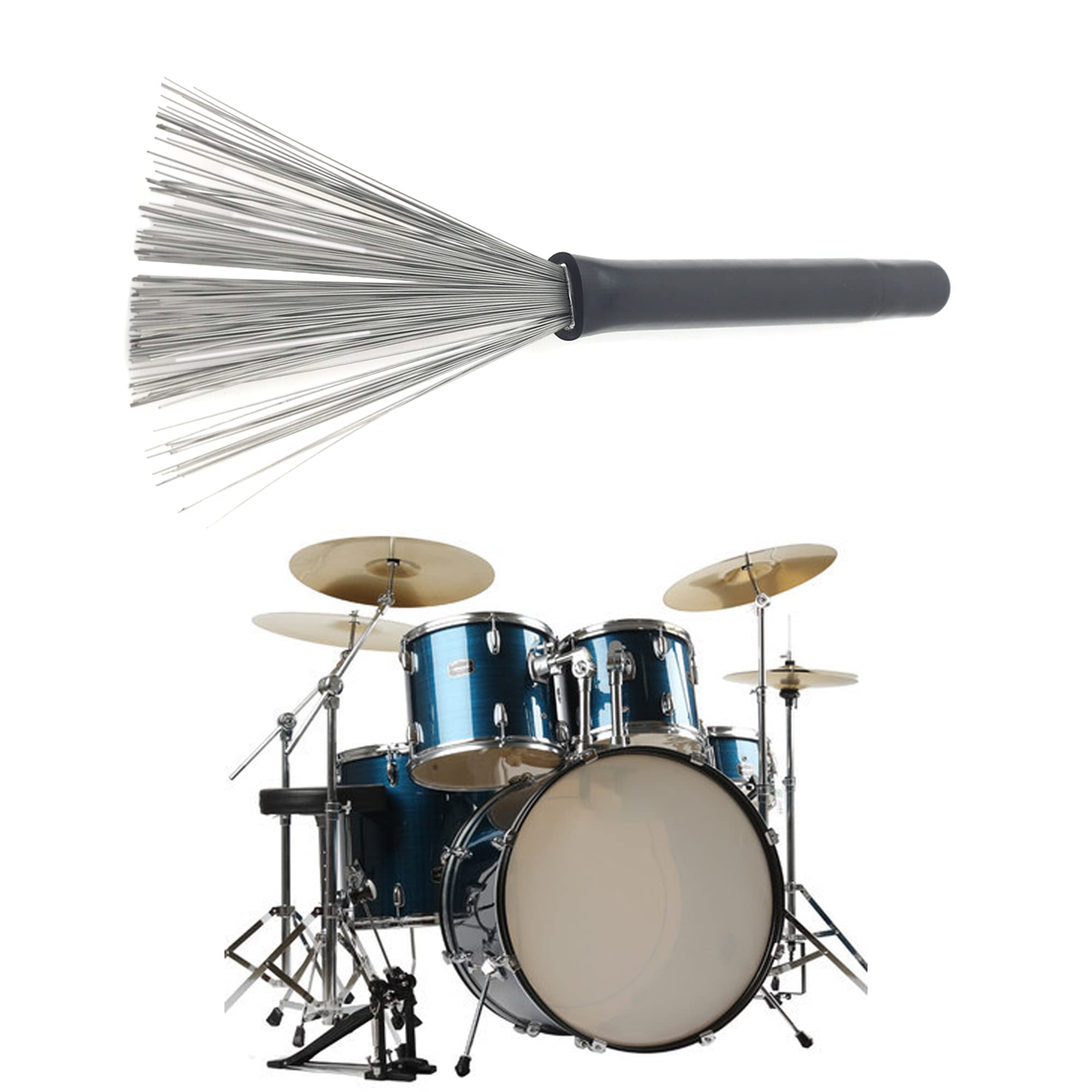 1Pair Yootones Drum Brushes Retractable Drum Wire Brushes Drum Sticks Brush Portable Drum Brushes For Rock Band, Country Music,