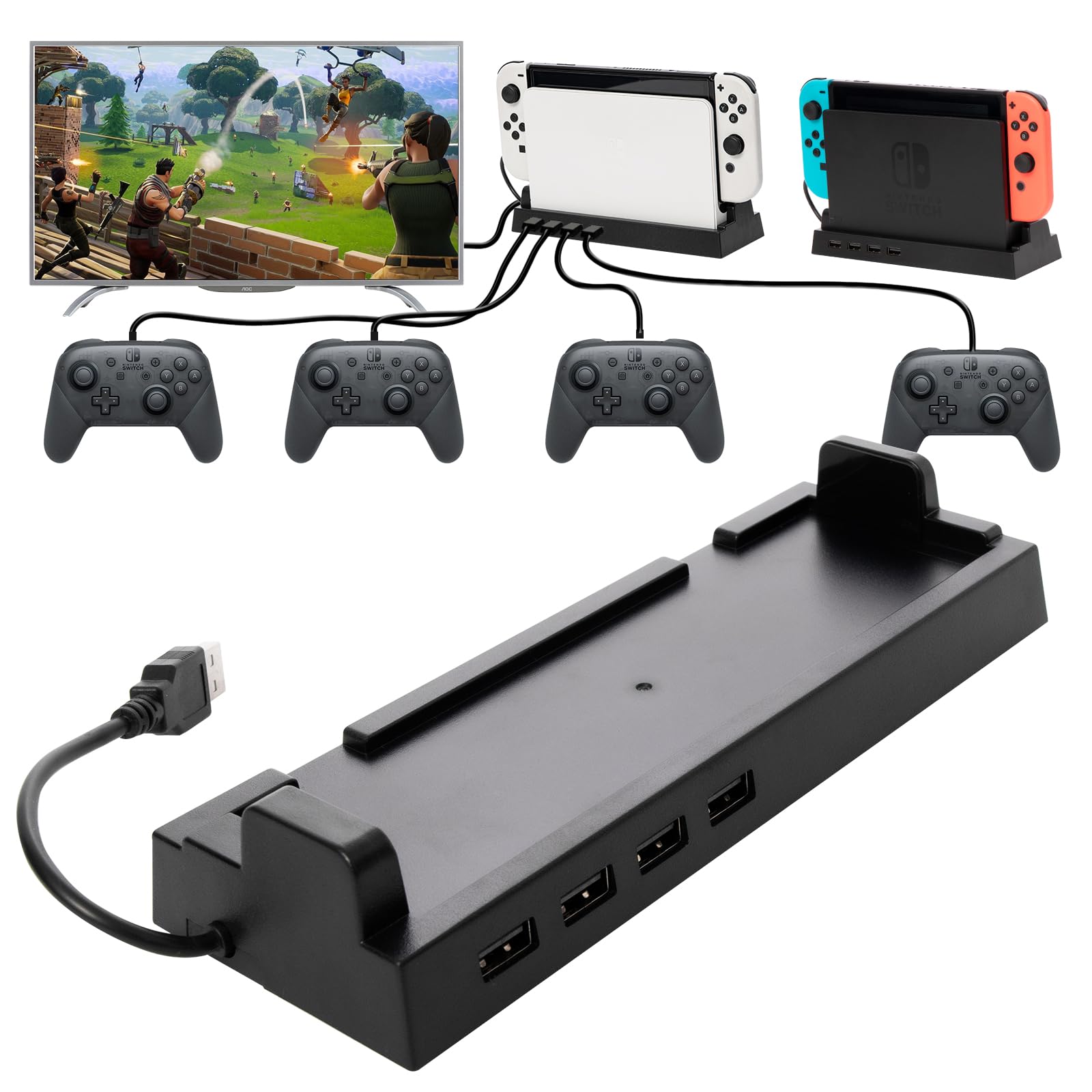 Switch Hub Dock, Usb Hub For Nintendo Switch With 4 Output Ports (Does Not Work With Keyboard And Mouse)