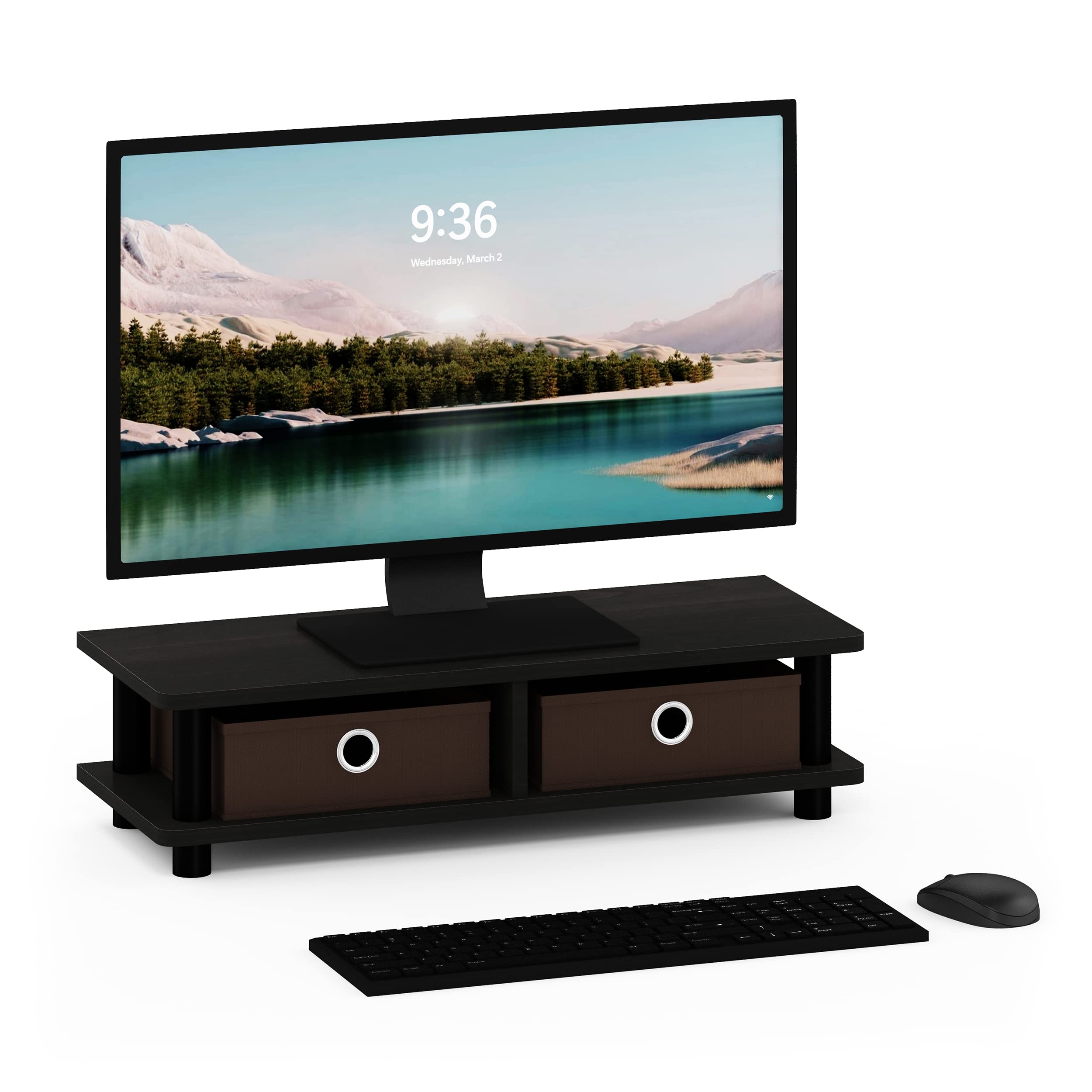 Furinno Turn-N-Tube Monitor Stand, Espresso/Black