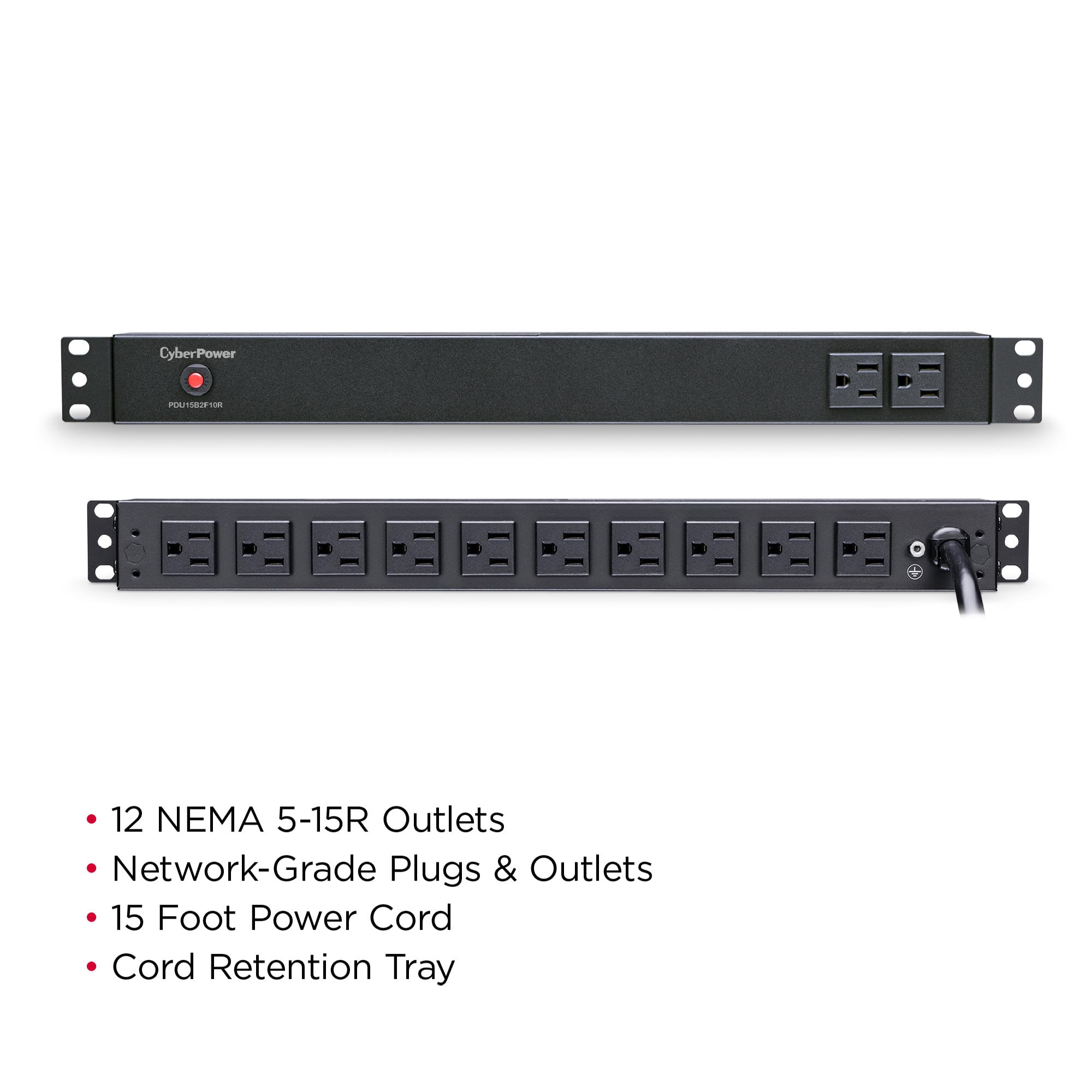 Cyberpower Pdu15B2F10R Basic Pdu, 100 125V/15A, 12 Outlets, 1U Rackmount