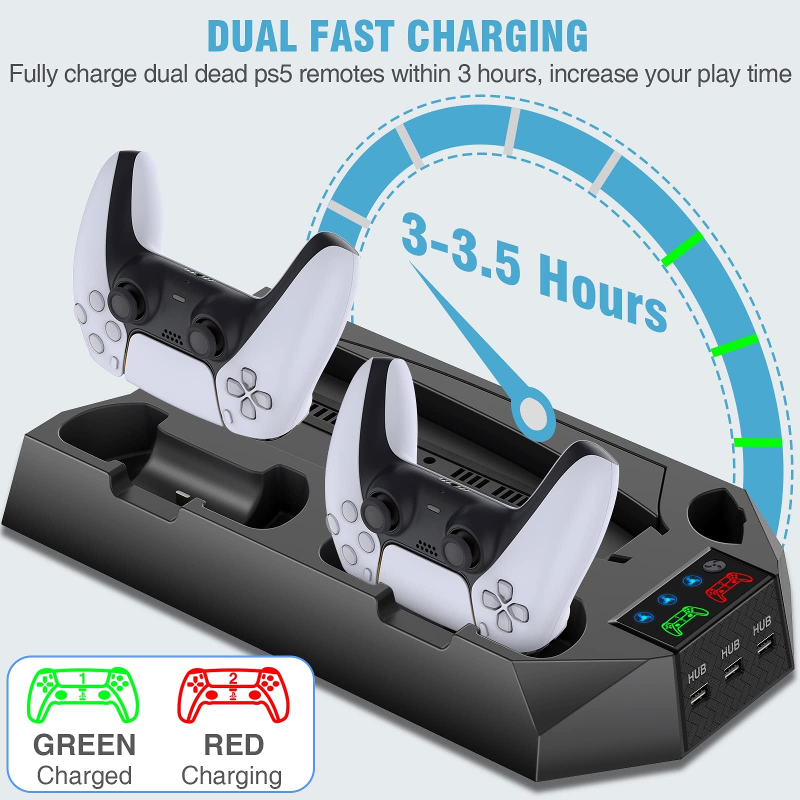 Ps5 Stand With Cooling Station And Dual Controller Charging Station For Ps5 Digital Edition, Ps5 Disc Version, Ps5 Cooling Fan W