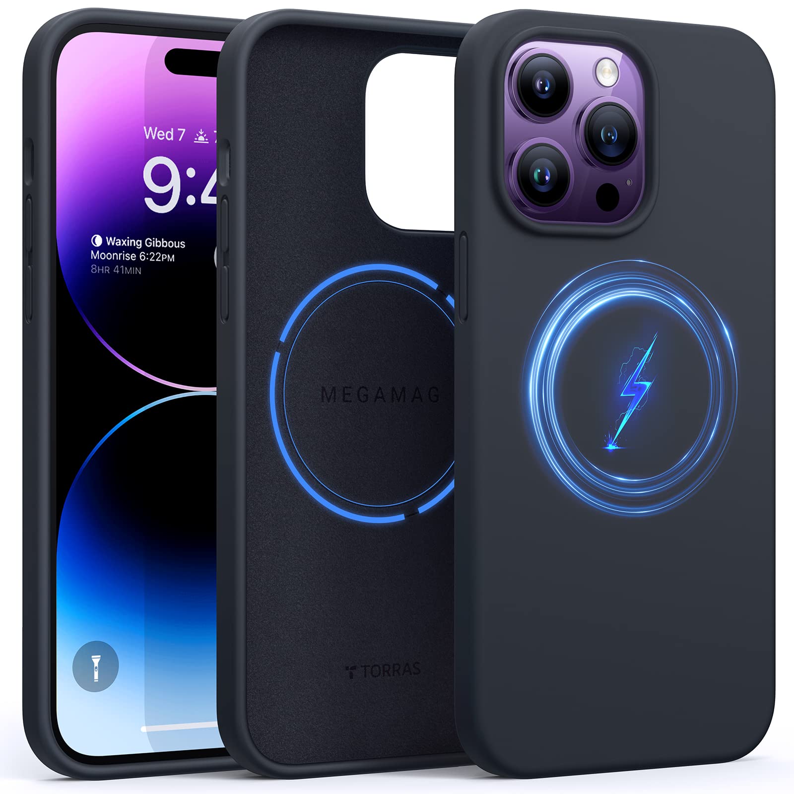 Torras ???????? ?????? Magnetic Silicone For Iphone 14 Pro Max Case, Shockproof Protective Phone Case With Soft Velvet Lining Si