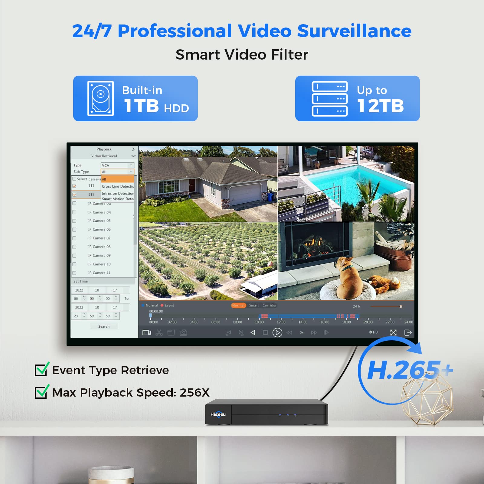 ?3Tb Hdd+Human/Vehicle Detect? Hiseeu 4K Poe Security Camera System, Home Surveillance Kits W/4Pcs 5Mp Ip Security Camera Outdoor&Indoor, 16Ch 8Mp Poe Nvr, Two Way Audio, Spotlight Alarm, 7/24 Record