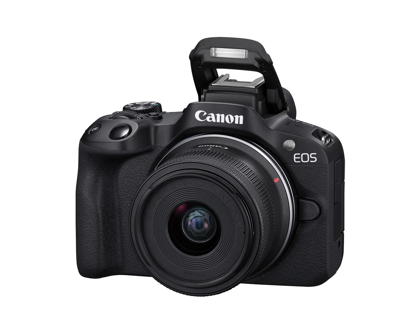 Canon EOS R50 Mirrorless Camera RF S18 45mm F4.5 6.3 is STM Lens Kit, 24.2 Megapixel CMOS (APS C) Sensor, 4K Video, Hybrid Camera, Photo and Video, Vlogging, Content Creator, RF Mount, Black