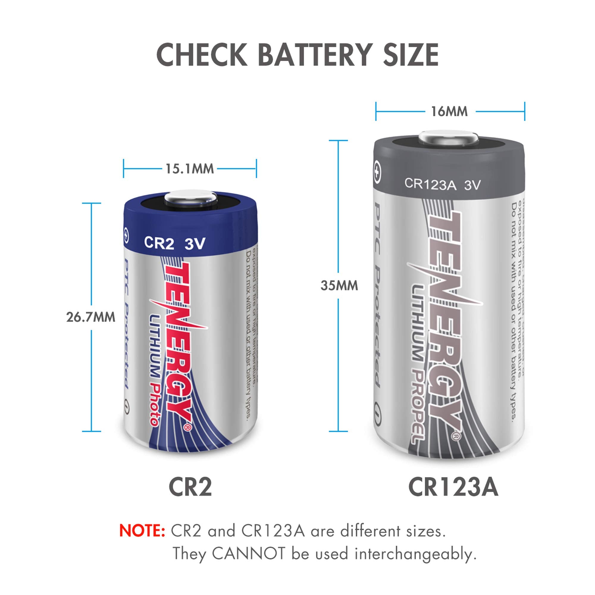 Tenergy Cr2 3V Lithium Battery Non Rechargeable Ptc Protected High Performance Cr2 Batteries For Flashlight, Digital Cameras, To