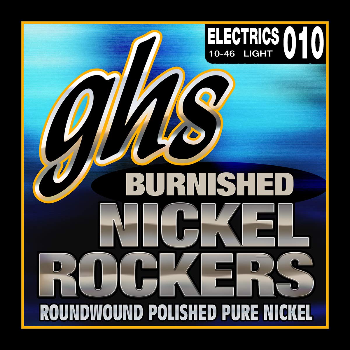 Ghs Strings Bnr L Burnished Nickel Rockers, Polished Pure Nickel Electric Guitar Strings, Light (.010 .046)