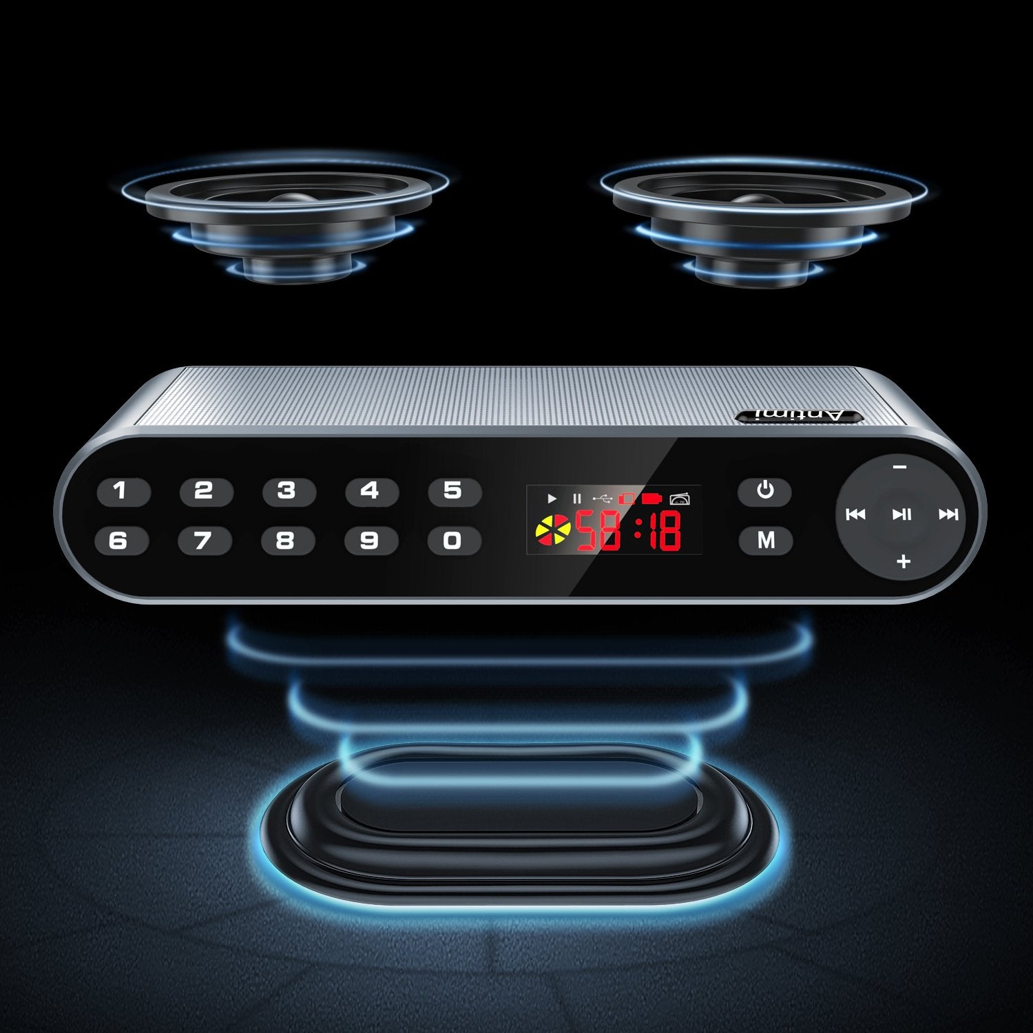 Antimi Bluetooth/Fm Radio/Mp3 Player Portable Wireless Speaker (Black)