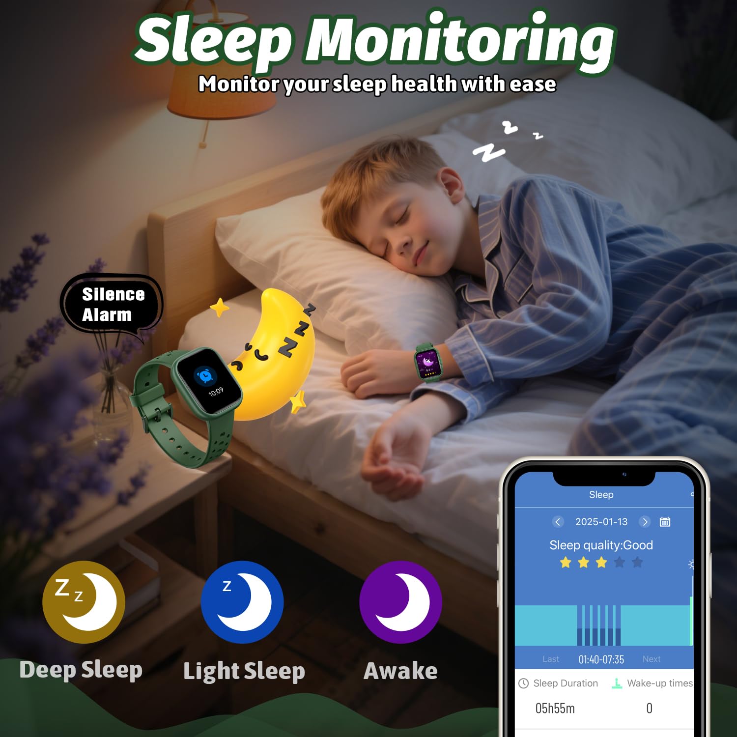 Heroange Kids Smart Watch For Girls Boys,Ip68 Waterproof Kids Fitness Tracker Watch With 1.83 Face,Heart Rate Sleep Monitor,19 S