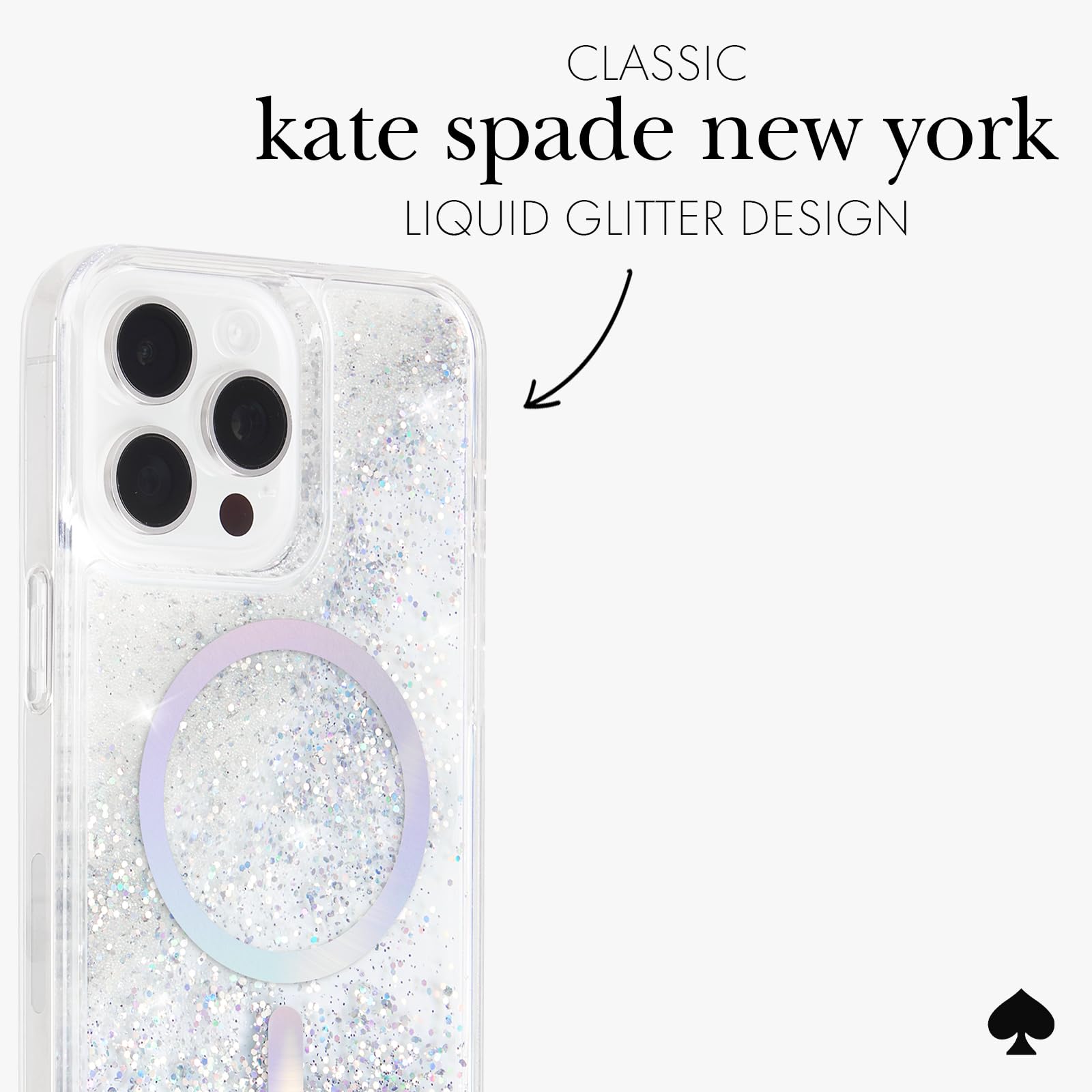 Kate Spade New York Iphone 15 Pro Max Case, Compatible With Magsafe   Liquid Glitter Iridescent